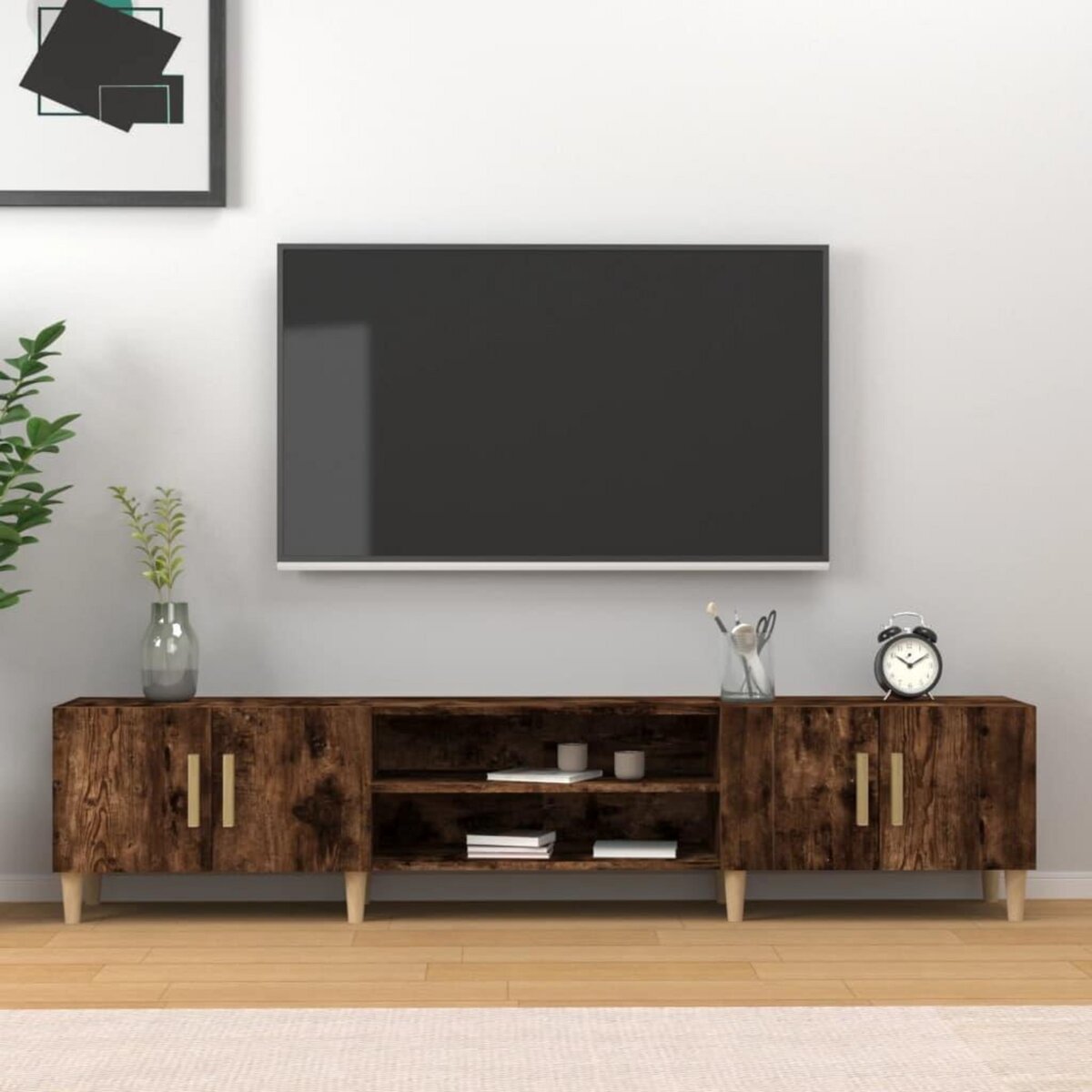 VIDAXL Meuble TV chene fume 180x31,5x40 cm bois d'ingenierie