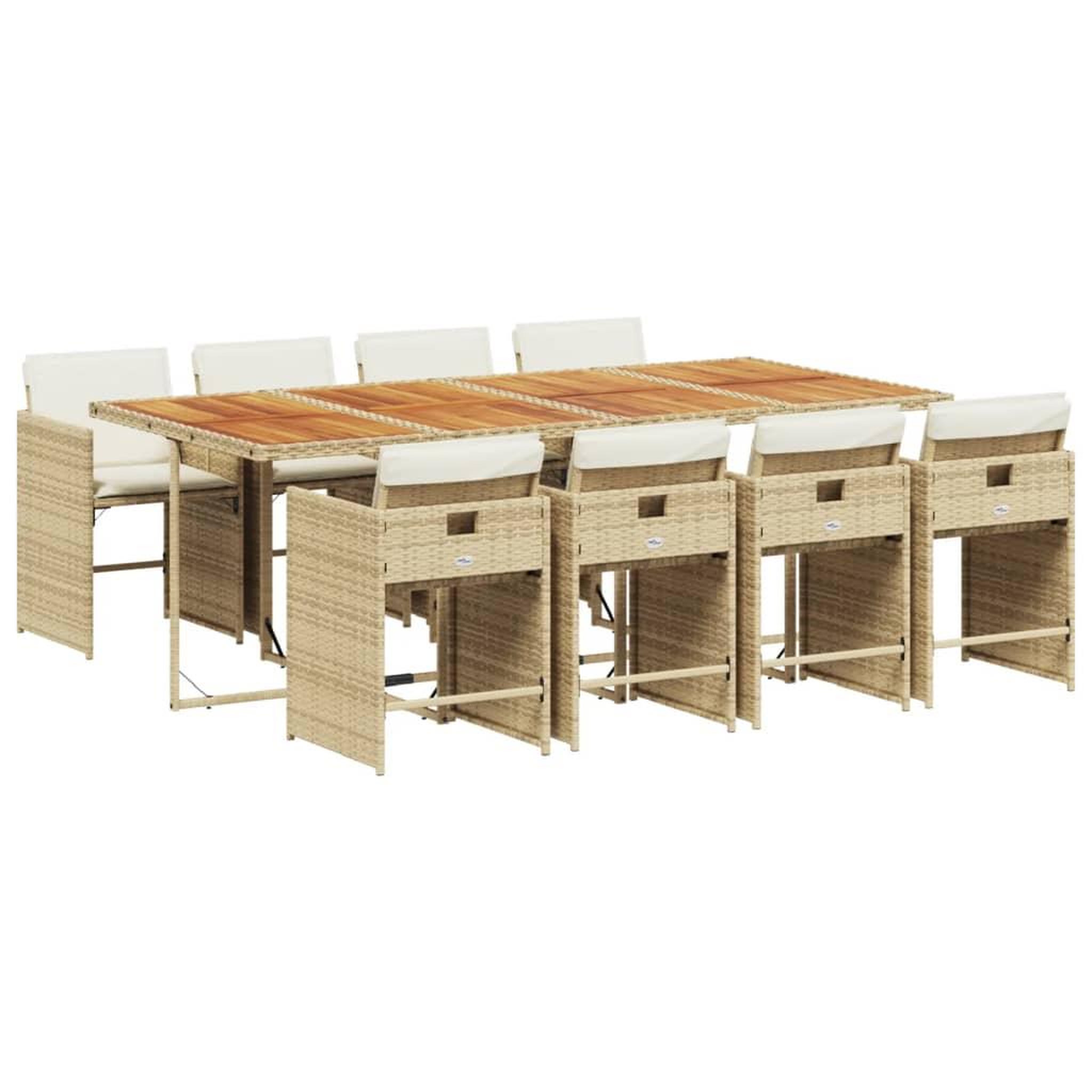 Voir la diapositive 2 : VIDAXL Ensemble a manger de jardin et coussins 9 pcs beige Poly rotin