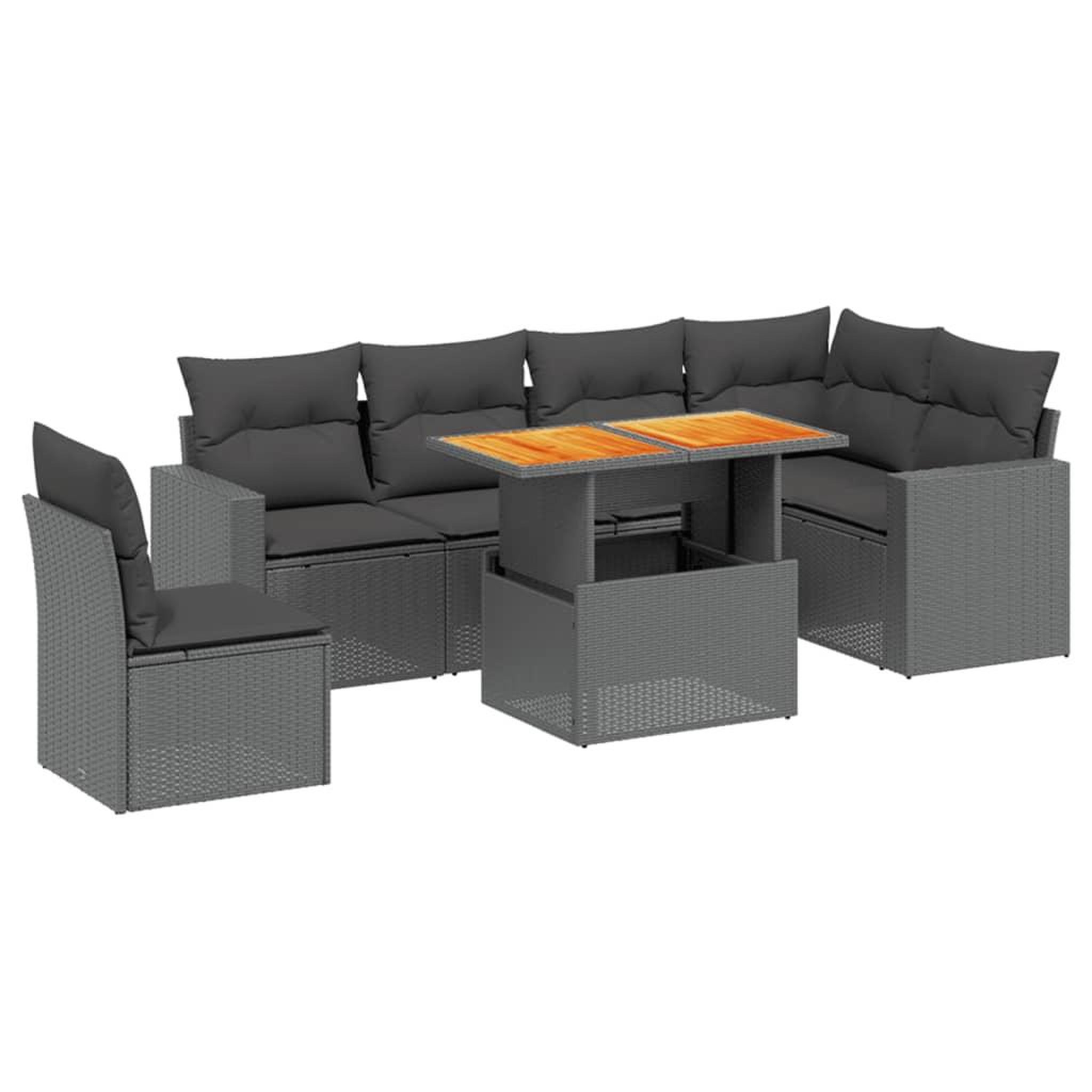 Voir la diapositive 2 : VIDAXL Salon de jardin 7 pcs avec coussins noir resine tressee