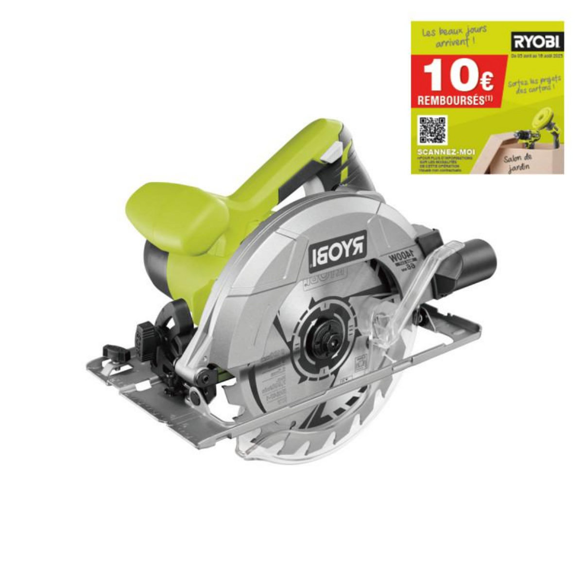 Ryobi Scie circulaire RYOBI - 1400W - 66mm - 2 lames - RCS1400-KB48