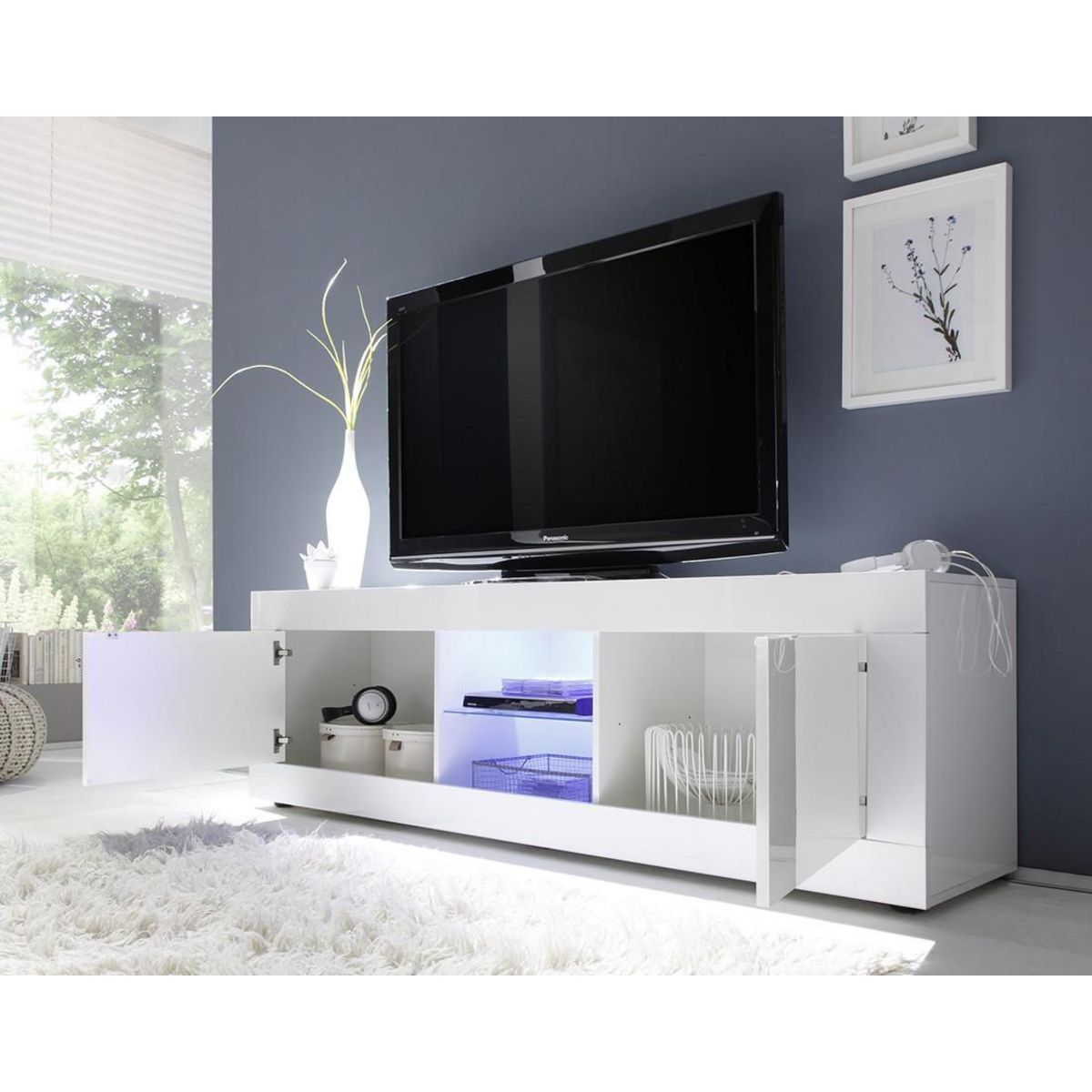 BEST MOBILIER Milo - meuble tv - blanc - 181 cm