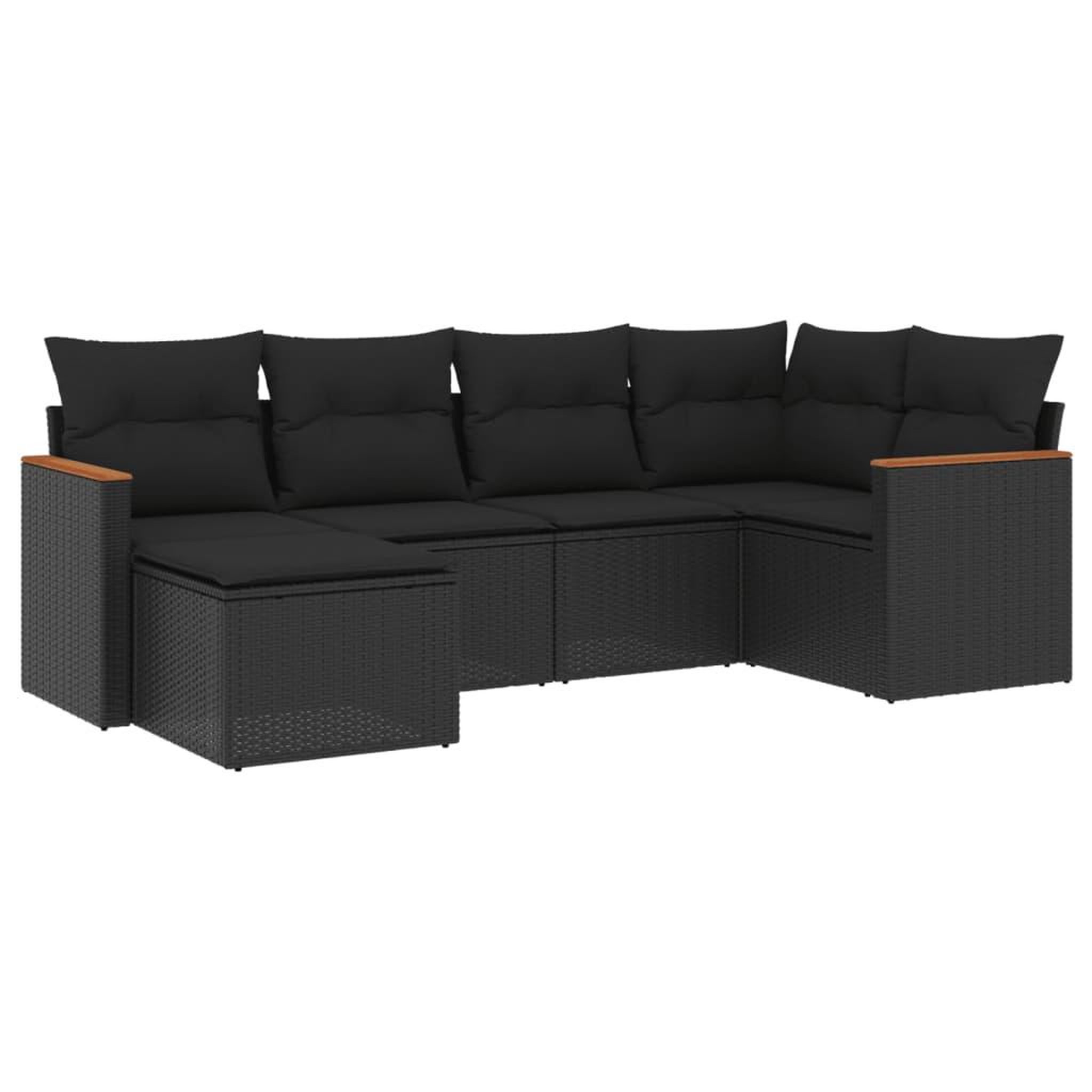Voir la diapositive 2 : VIDAXL Salon de jardin 6 pcs avec coussins noir resine tressee