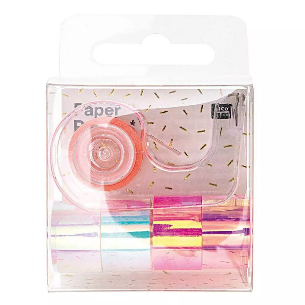RICO DESIGN 5 mini masking tapes iridescent miroir blanc et rose - 1,2 cm x 1,8 m