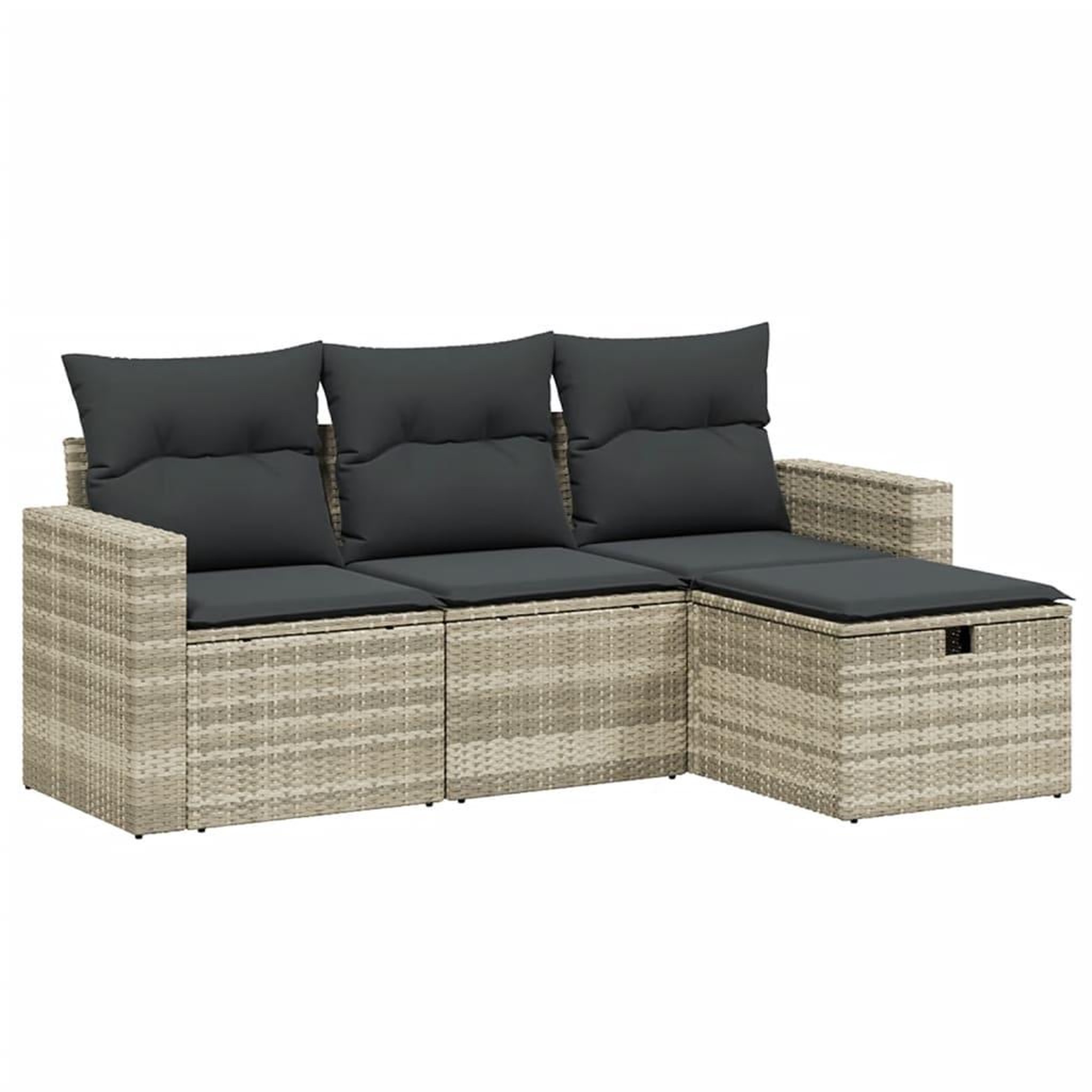 Voir la diapositive 2 : VIDAXL Salon de jardin 4 pcs avec coussins gris clair resine tressee