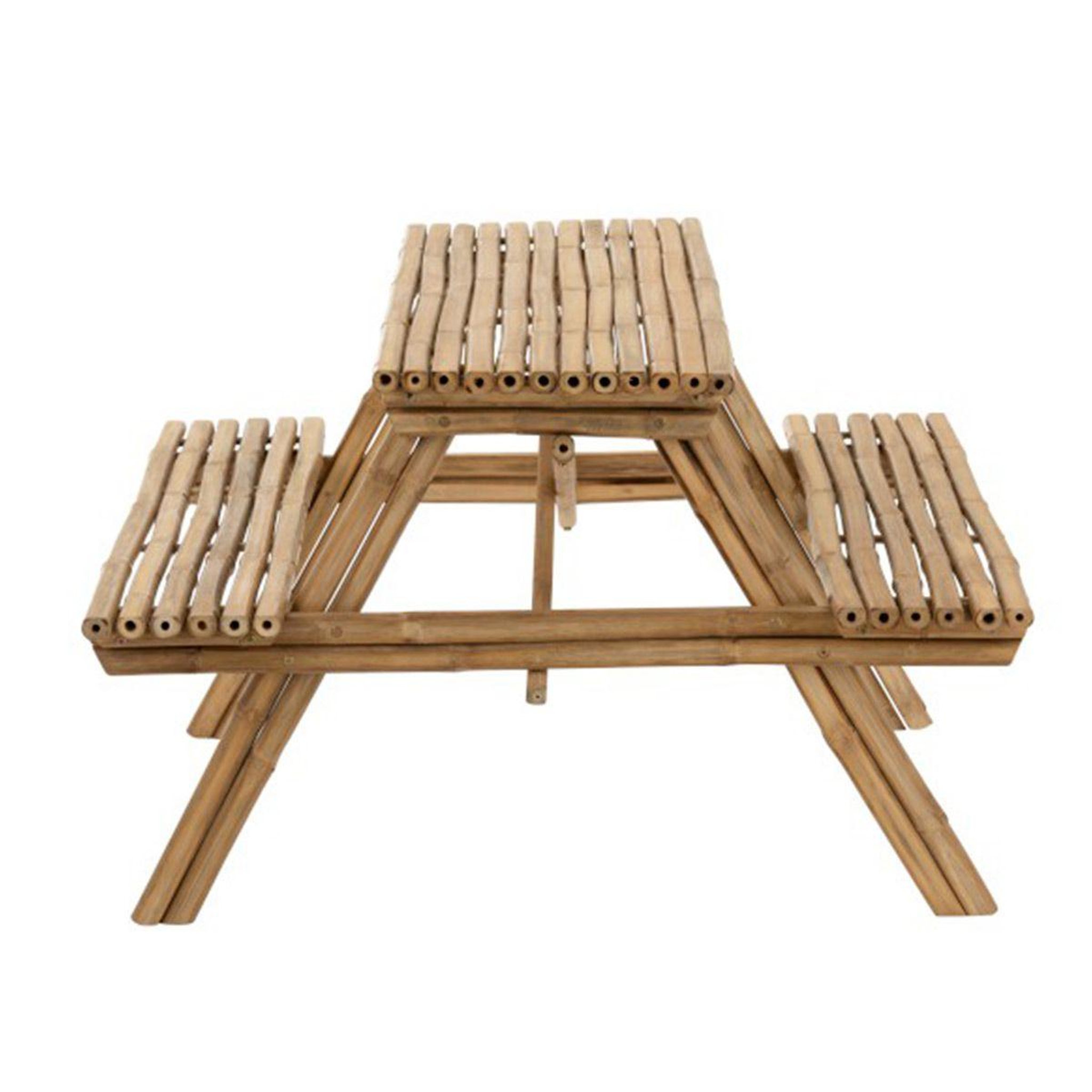 Voir la diapositive 3 : J-LINE Table de Jardin & 2 Bancs  Paradis  134cm Naturel