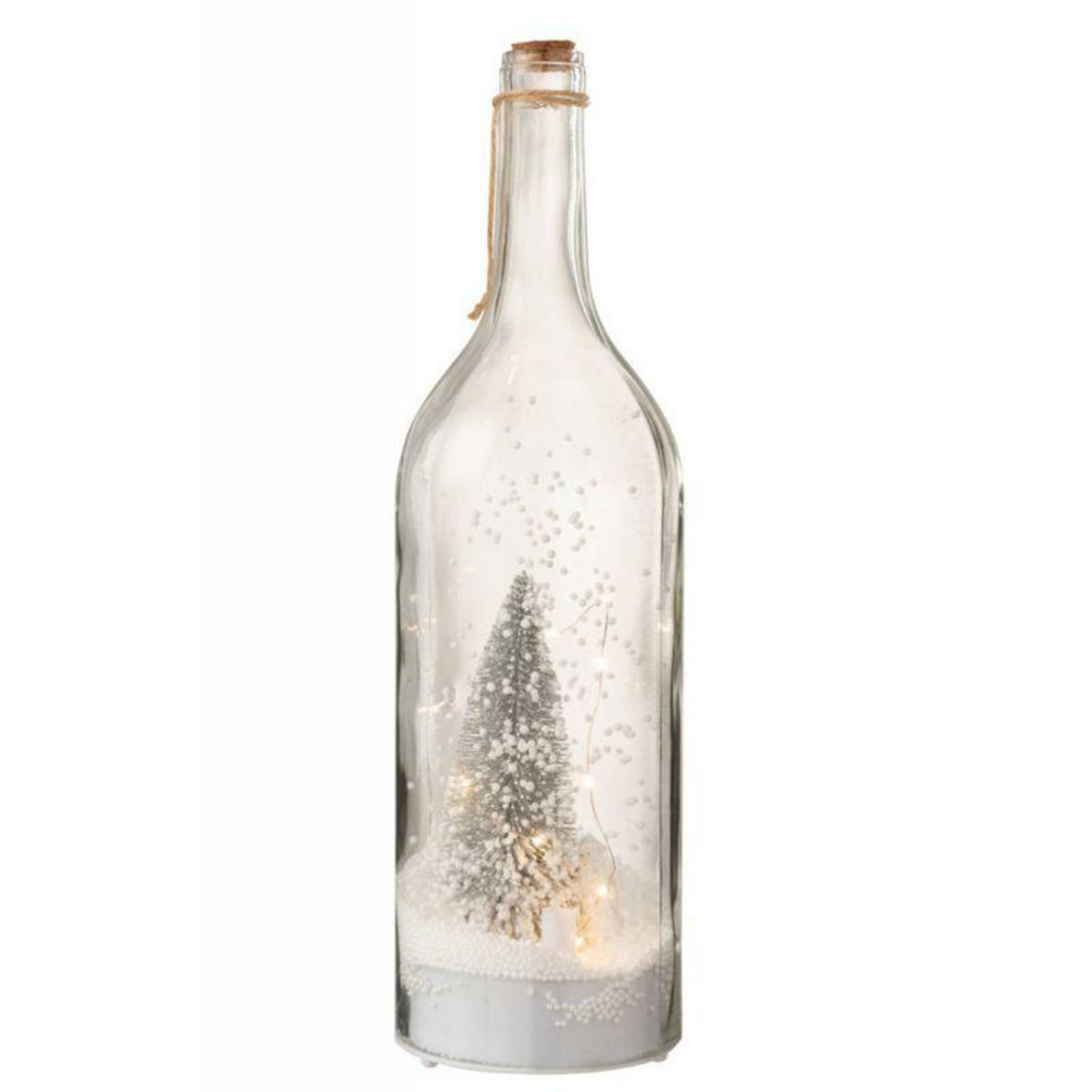 Paris Prix Statue Déco LED  Bouteille de Noël  44cm Transparent & Argent