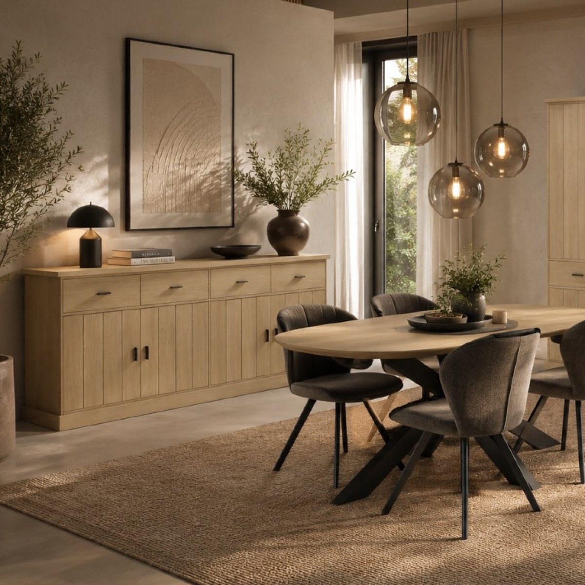 Voir la diapositive 4 : JLC KREATION Buffet de salle à manger moderne en bois 220cm teodora