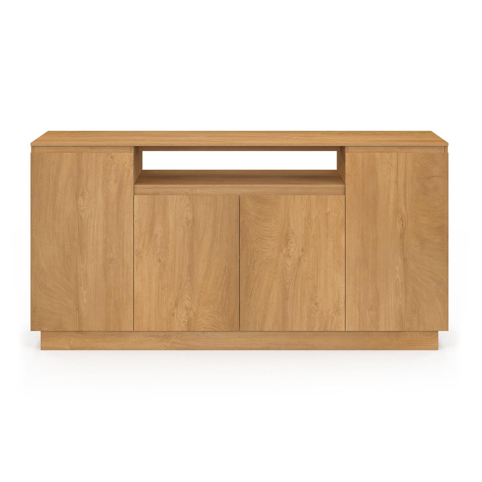 Voir la diapositive 3 : ID MARKET Buffet 160 cm serena 4 portes avec niche centrale effet bois