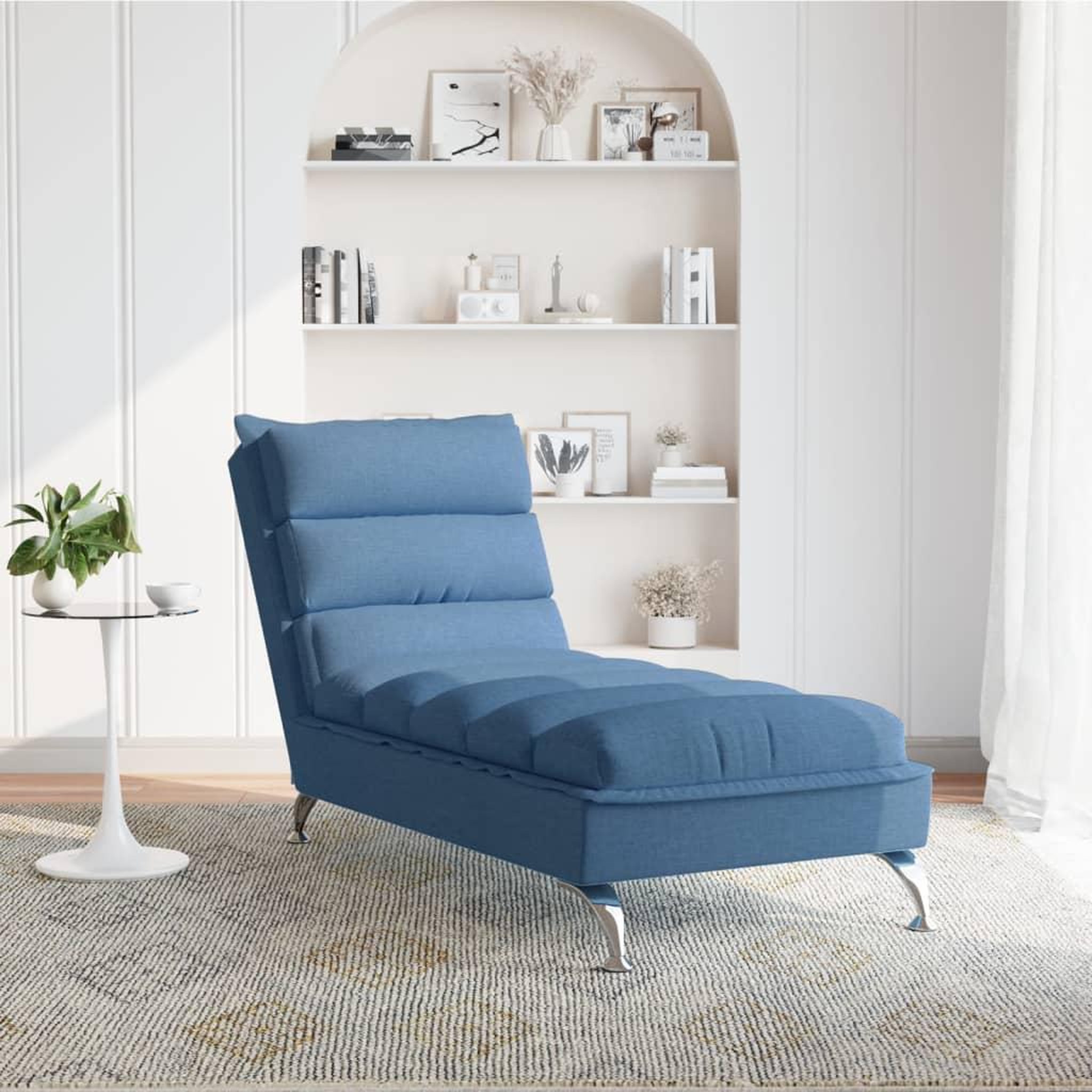 Voir la diapositive 3 : VIDAXL Chaise longue avec coussins bleu tissu