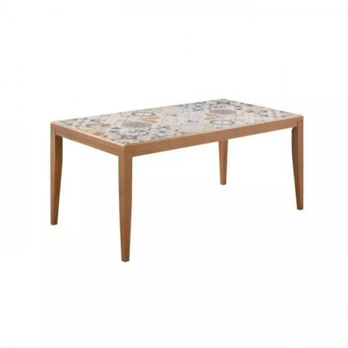 MARKET24 Table de jardin en bois - 162 cm - Bois de pin du Chili + carrelage céramique mosaique