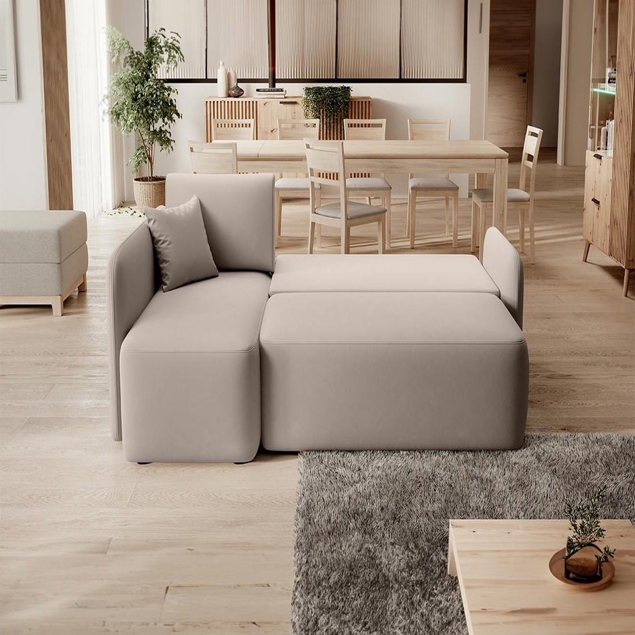 Voir la diapositive 3 : BEST MOBILIER Suzie - canapé d'angle gauche 4 places convertible avec coffre en velours
