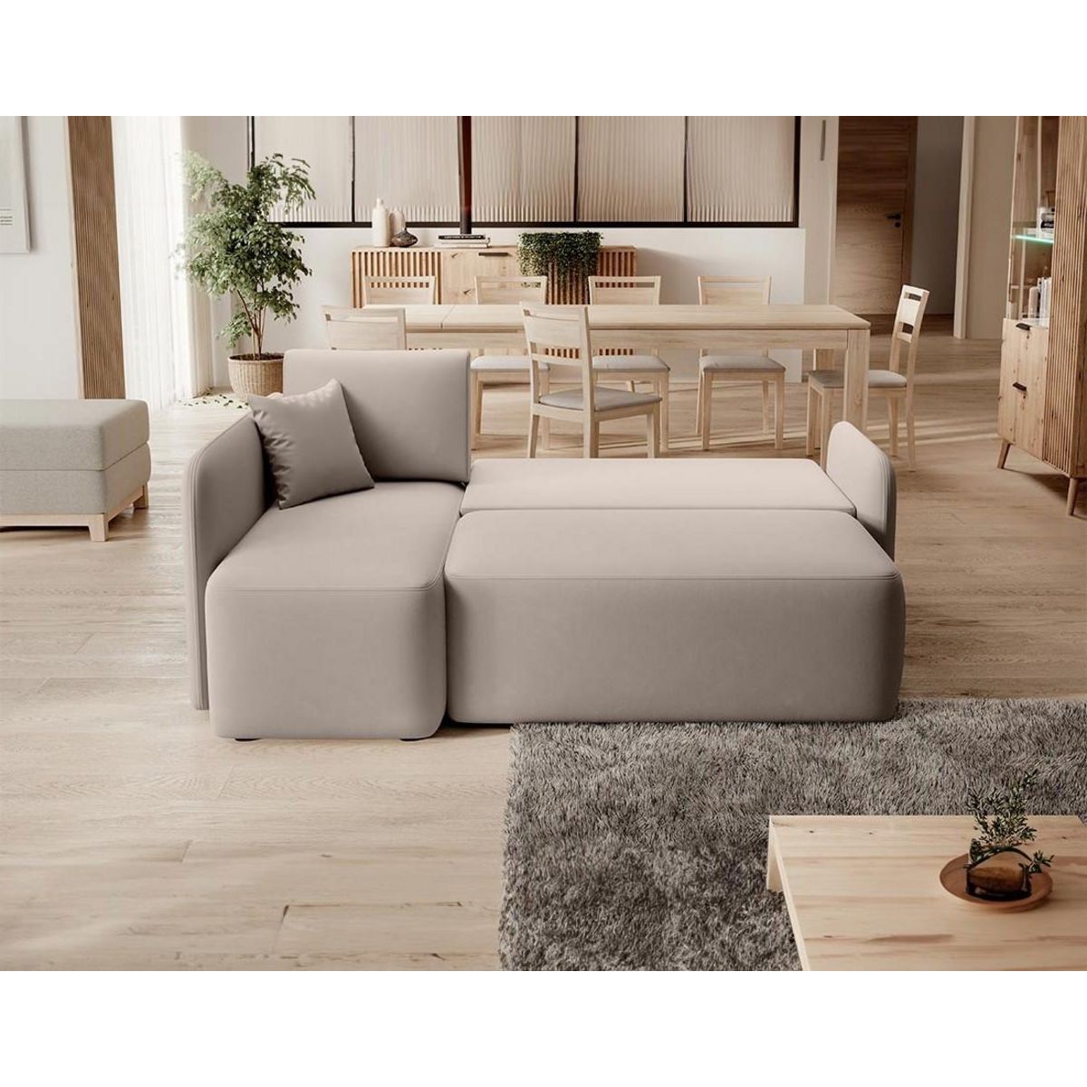 BEST MOBILIER Suzie - canapé d'angle gauche 4 places convertible avec coffre en velours