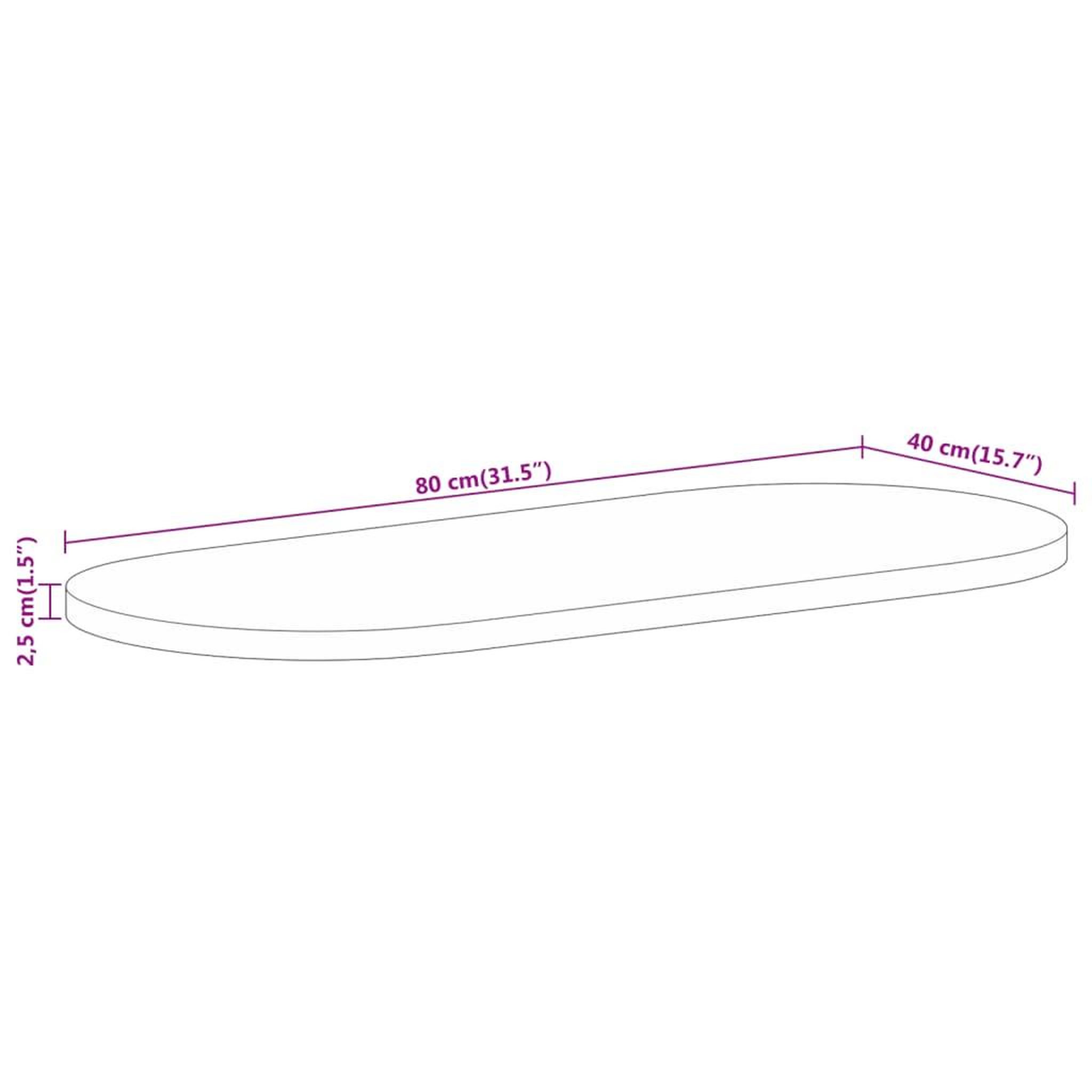 Voir la diapositive 6 : VIDAXL Dessus de table 80x40x2,5 cm ovale bois massif de manguier