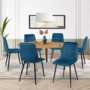 Voir la diapositive 2 : ID MARKET Lot de 6 chaises MILA en velours bleu pour salle à manger