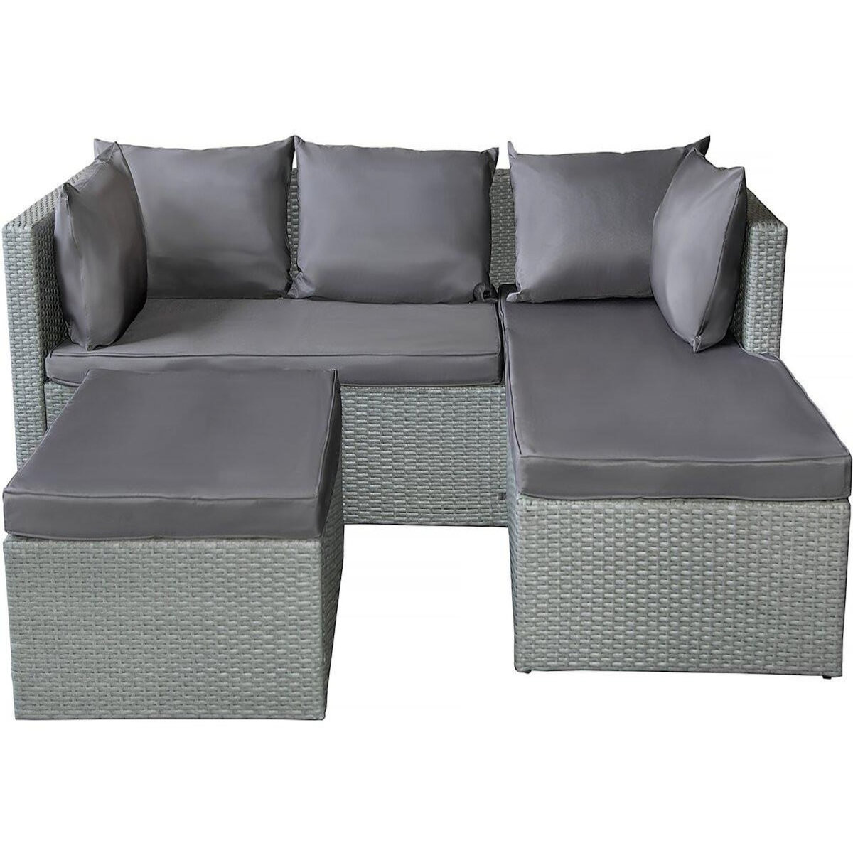 Habitat et Jardin Salon de jardin bas en résine tressée  Diya  3 places - Gris