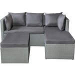 Habitat et Jardin Salon de jardin bas en résine tressée  Diya  3 places - Gris