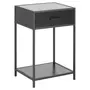 TOILINUX Table de chevet ou d'appoint 1 étagère et un tiroir en MDF et métal - Noir