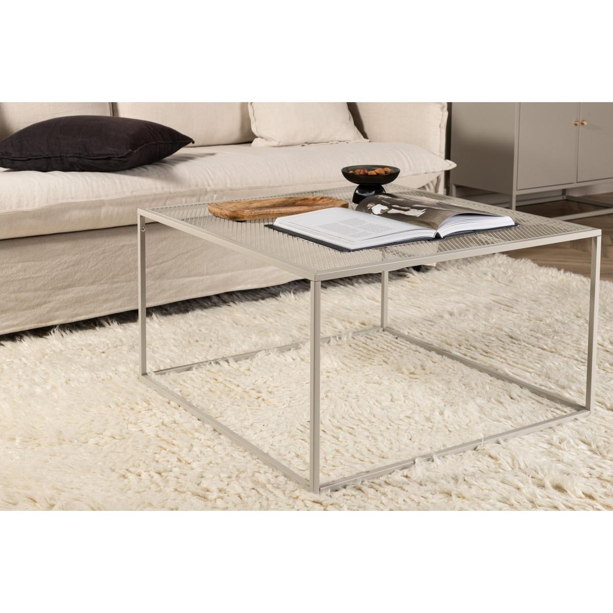 Voir la diapositive 6 : Paris Prix Table basse en métal  netz  80cm beige