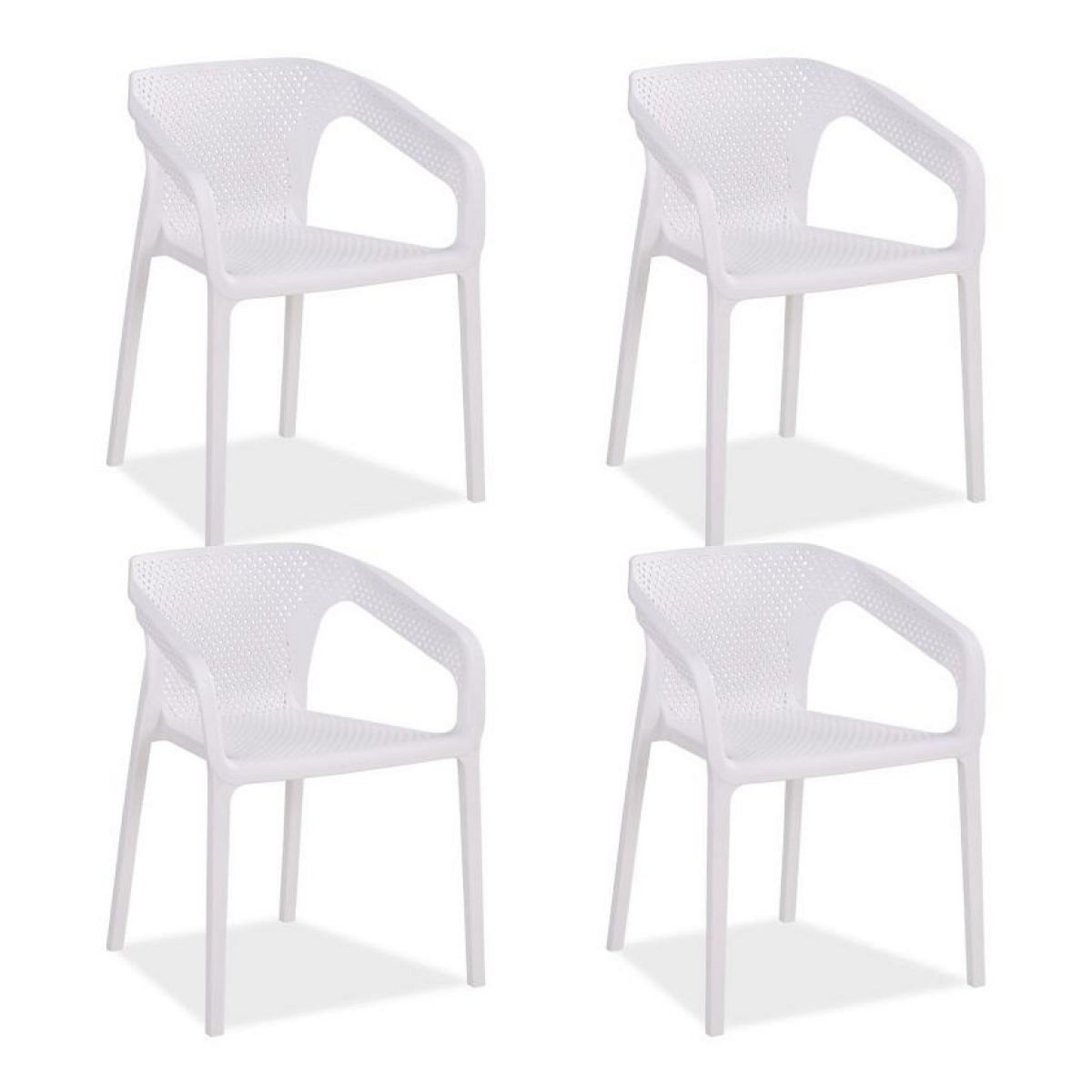 HomeStyle4U Lot de 4 chaises jardin en blanc