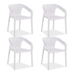 HomeStyle4U Lot de 4 chaises jardin en blanc