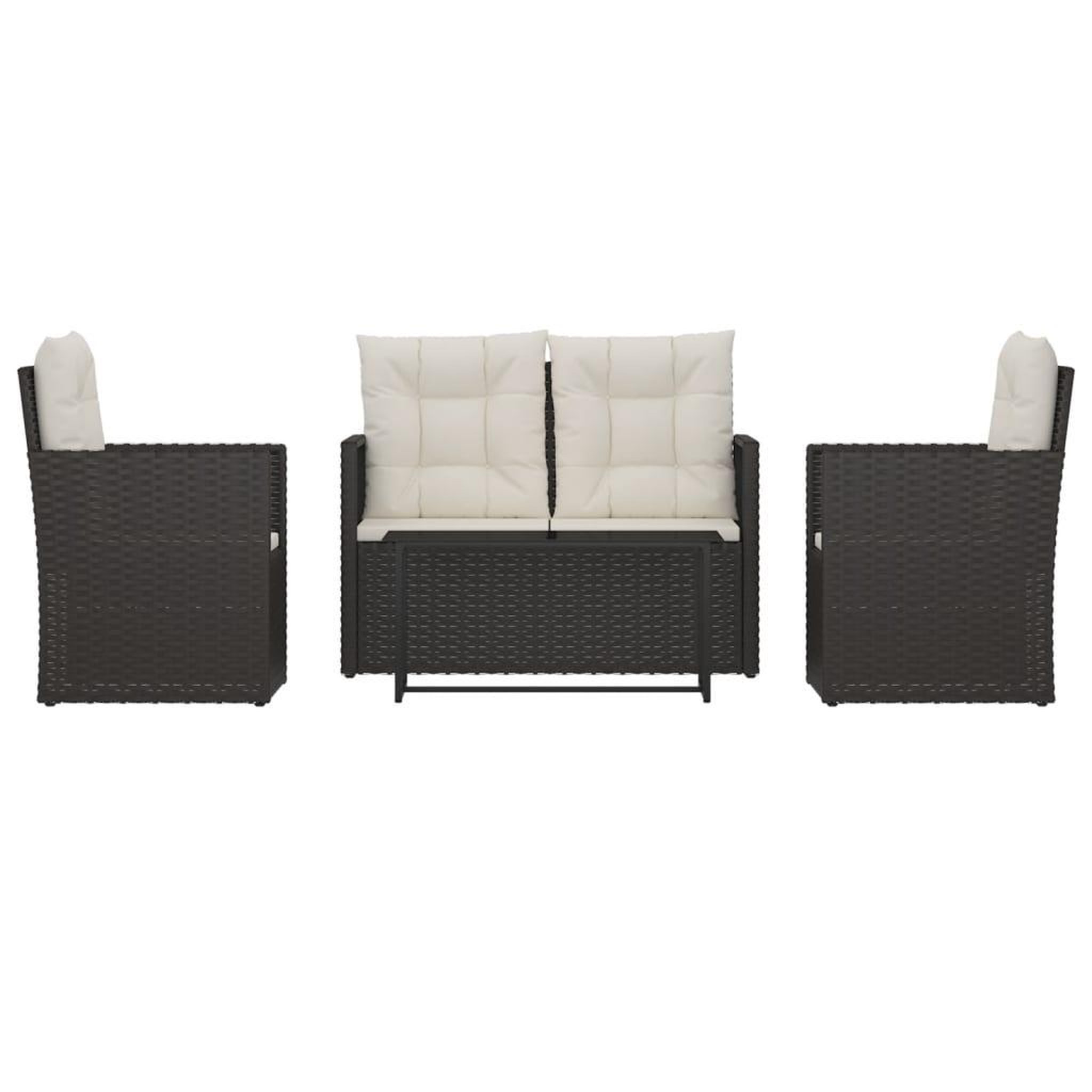 Voir la diapositive 2 : VIDAXL Mobilier d'exterieur 4 pcs avec coussins Resine tressee Noir