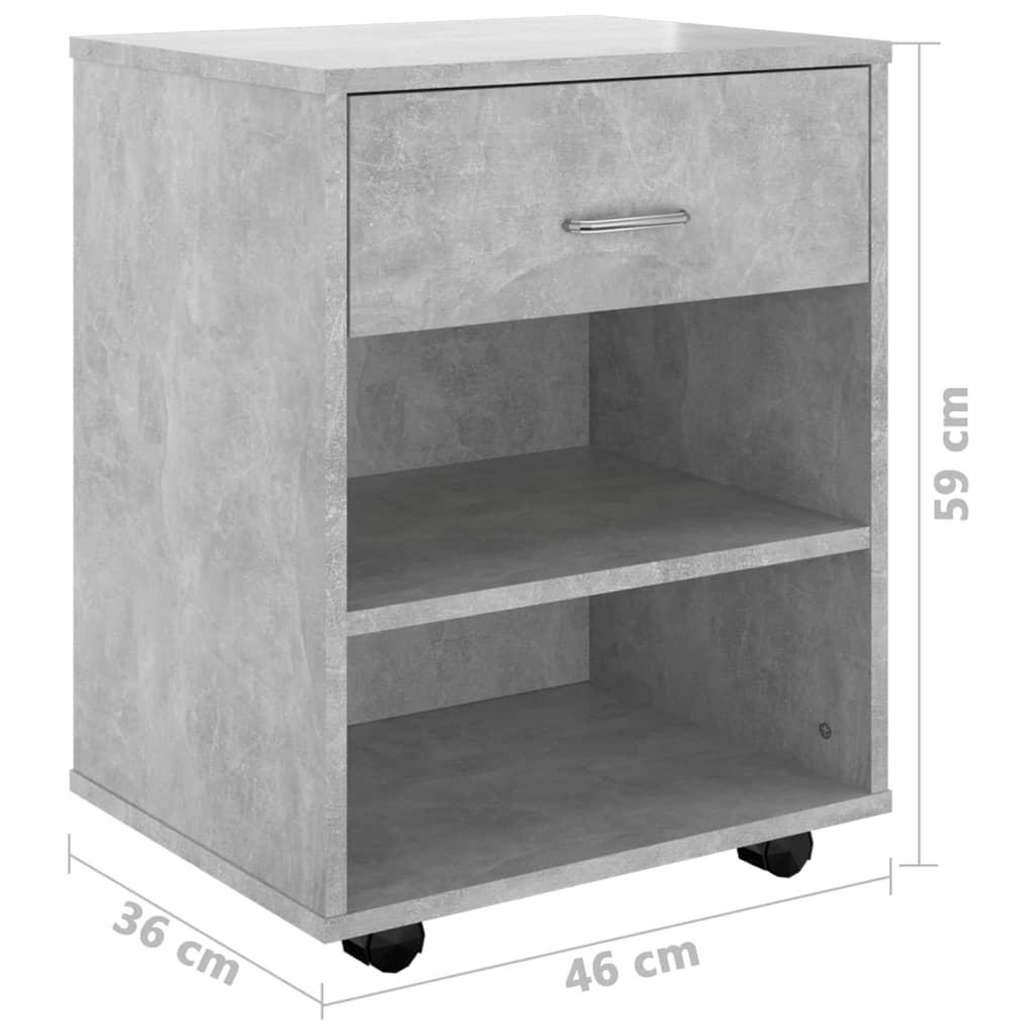 Voir la diapositive 6 : VIDAXL Armoire a roulettes Gris beton 46x36x59 cm Bois d'ingenierie