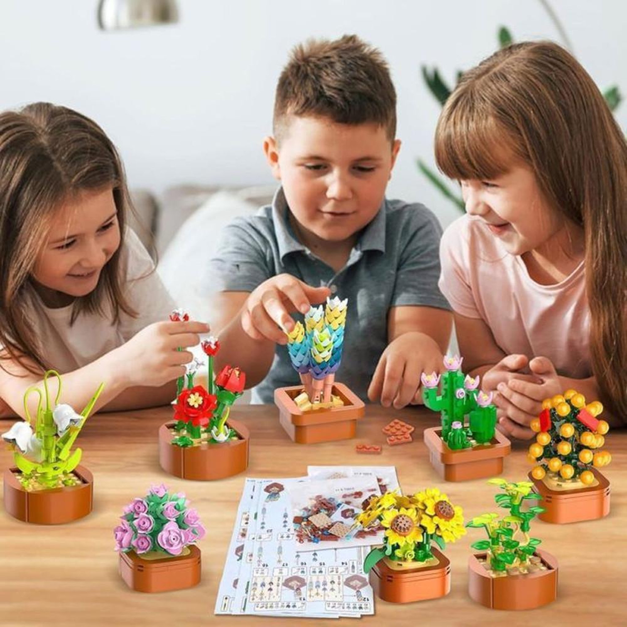 Voir la diapositive 5 : Ensemble construction miniature botanique, 12 plantes succulentes, 1403 mini briques emboîtables 3,6 mm