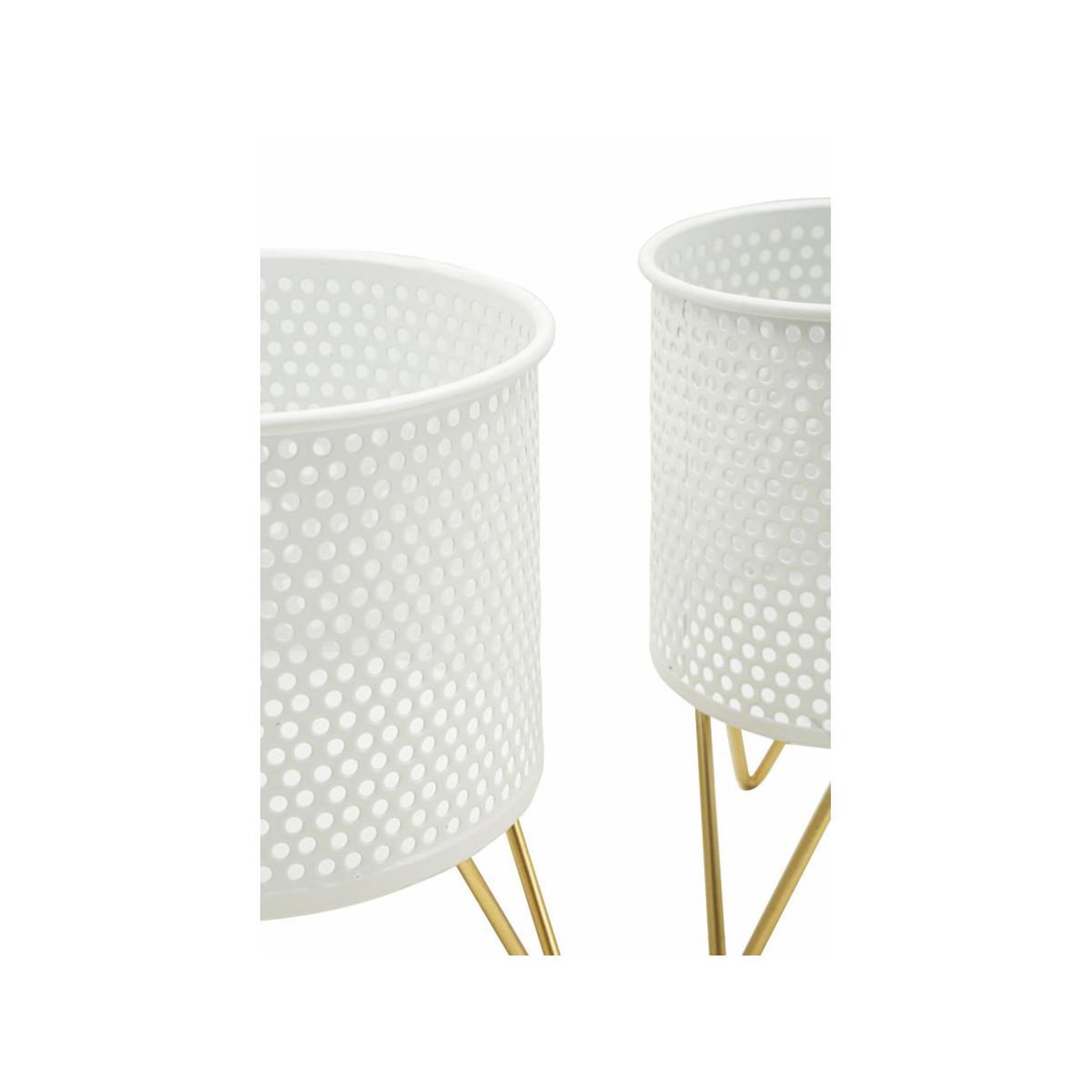 Voir la diapositive 3 : Paris Prix Lot de 2 cache-pots design  gaspy  20cm blanc & or