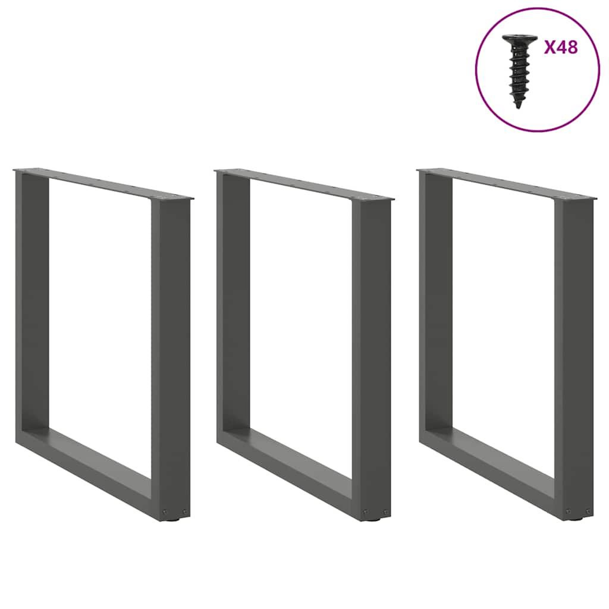 Voir la diapositive 3 : VIDAXL Pieds de table basse forme de U 3 pcs anthracite 90x(72-73) cm