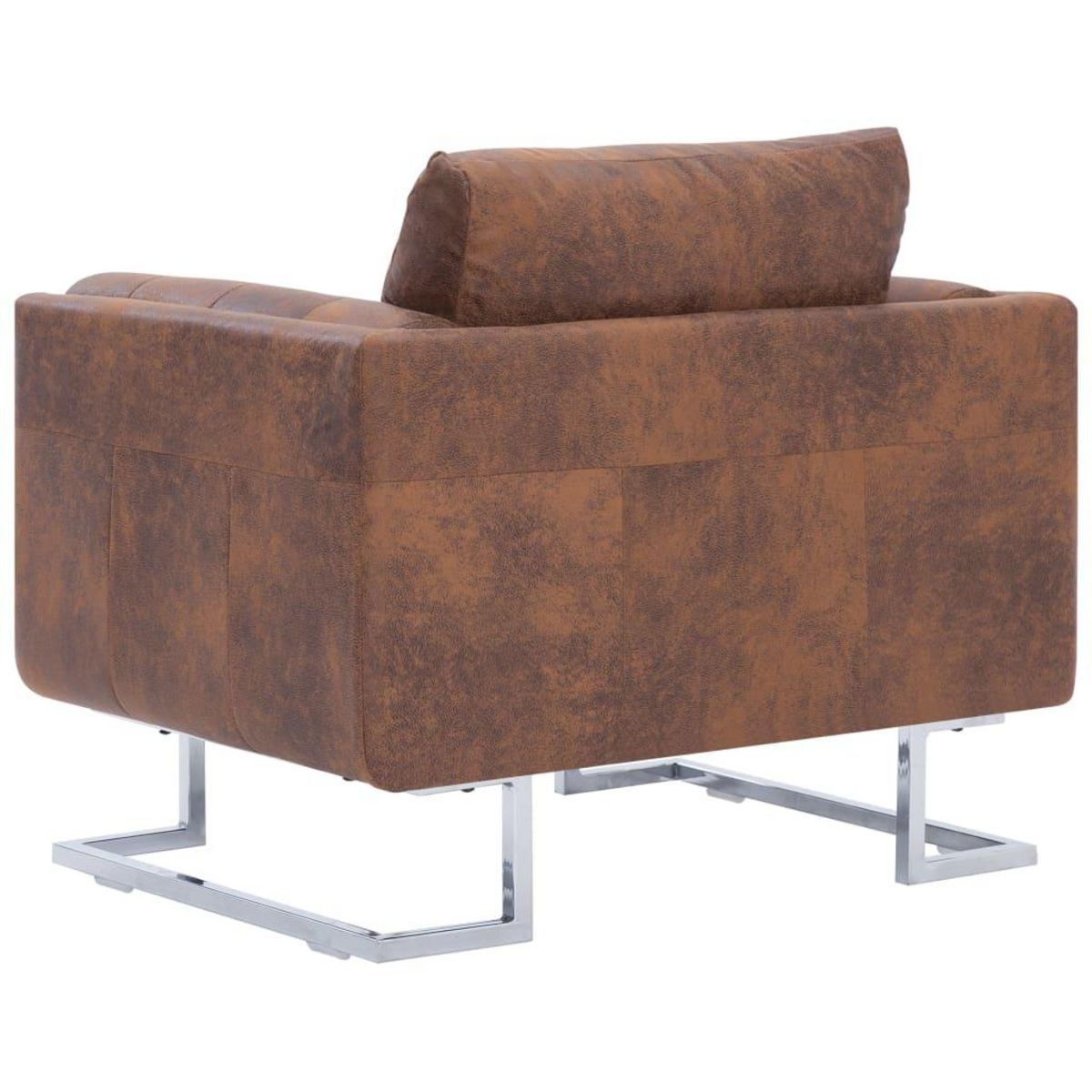 VIDAXL Fauteuil cube Marron Similicuir daim