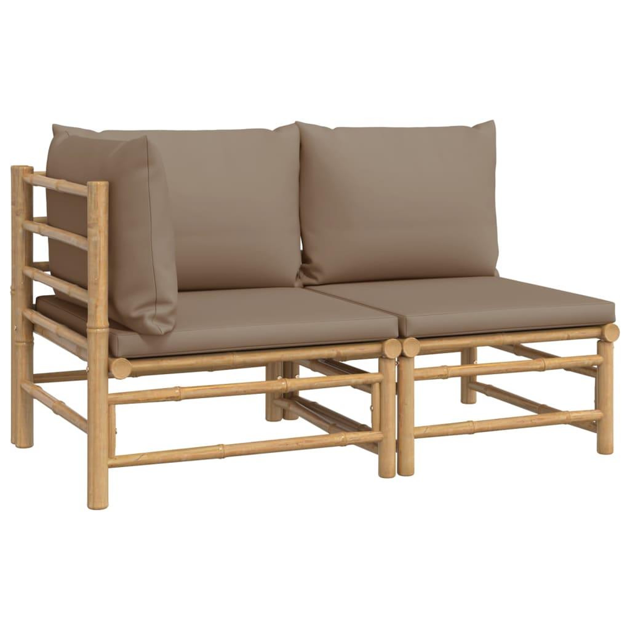 Voir la diapositive 2 : VIDAXL Salon de jardin 2 pcs avec coussins taupe bambou