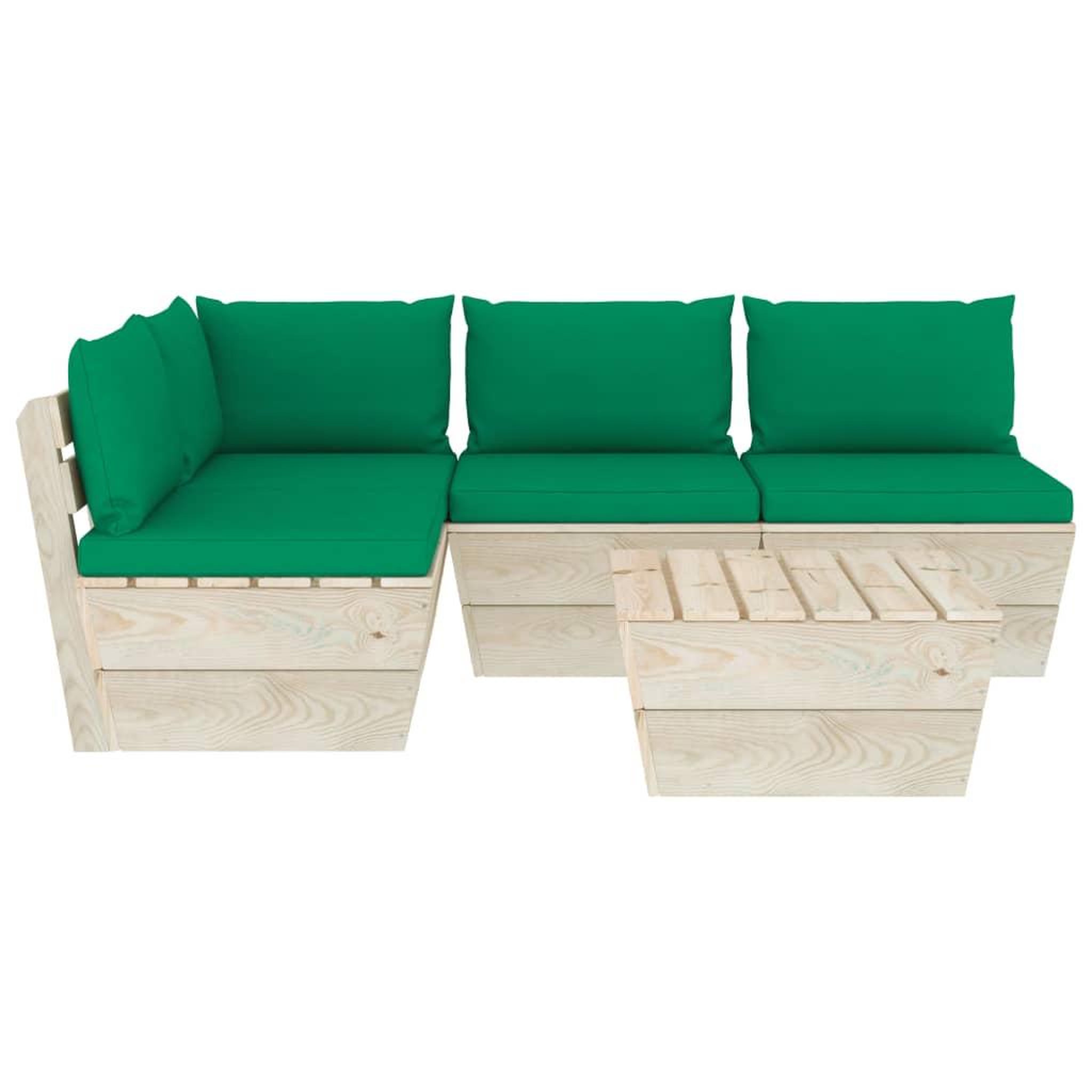 Voir la diapositive 3 : VIDAXL Salon de jardin palette 5 pcs avec coussins bois d'epicea