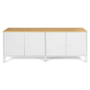 Voir la diapositive 3 : ID MARKET Buffet bas 140 cm ESTER 4 portes métal blanc plateau bois design industriel