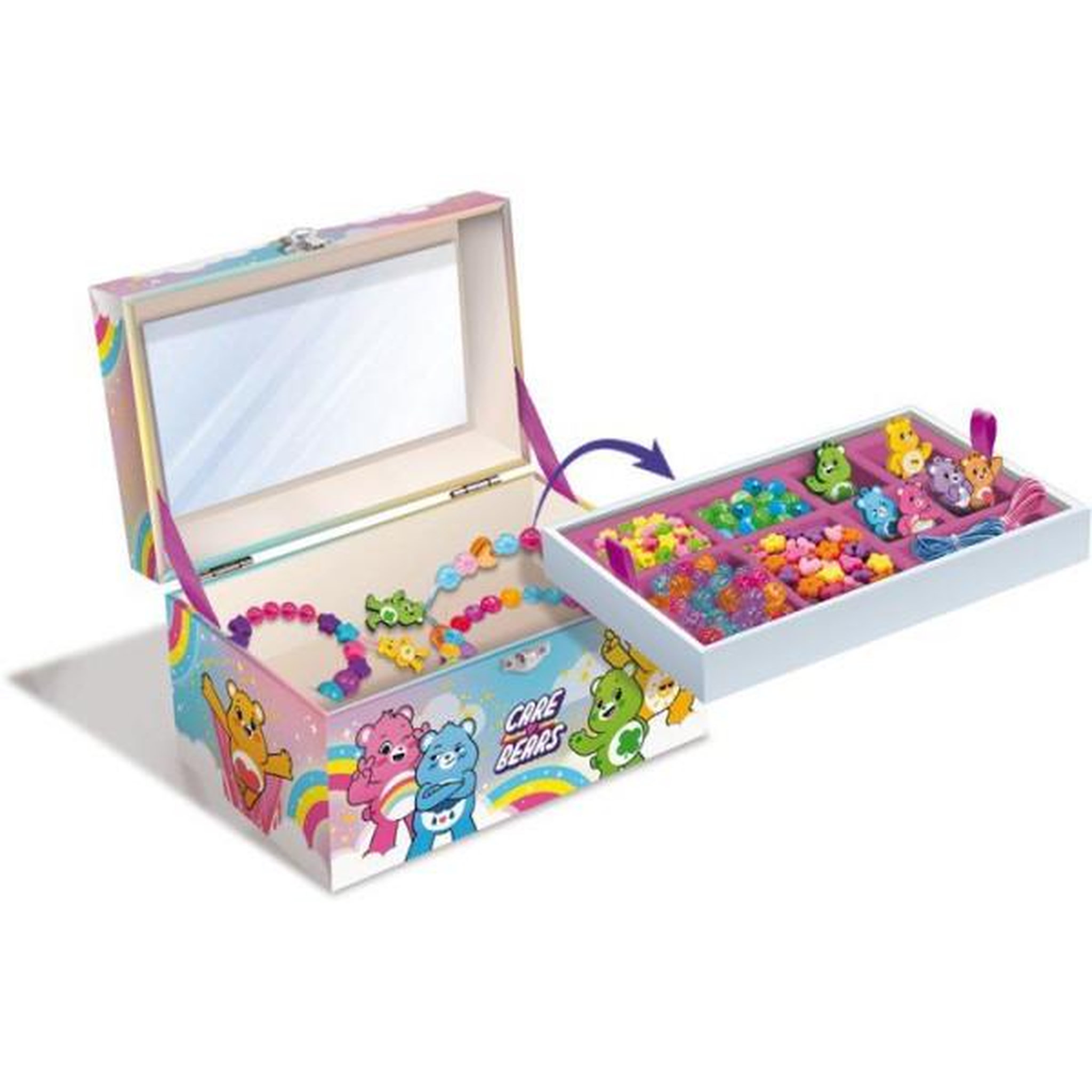 Voir la diapositive 3 : LISCIANI GIOCHI Boîte à bijoux créative - LISCIANI - Care Bears - Perles et breloques - Miroir intégré - Rangement pratique