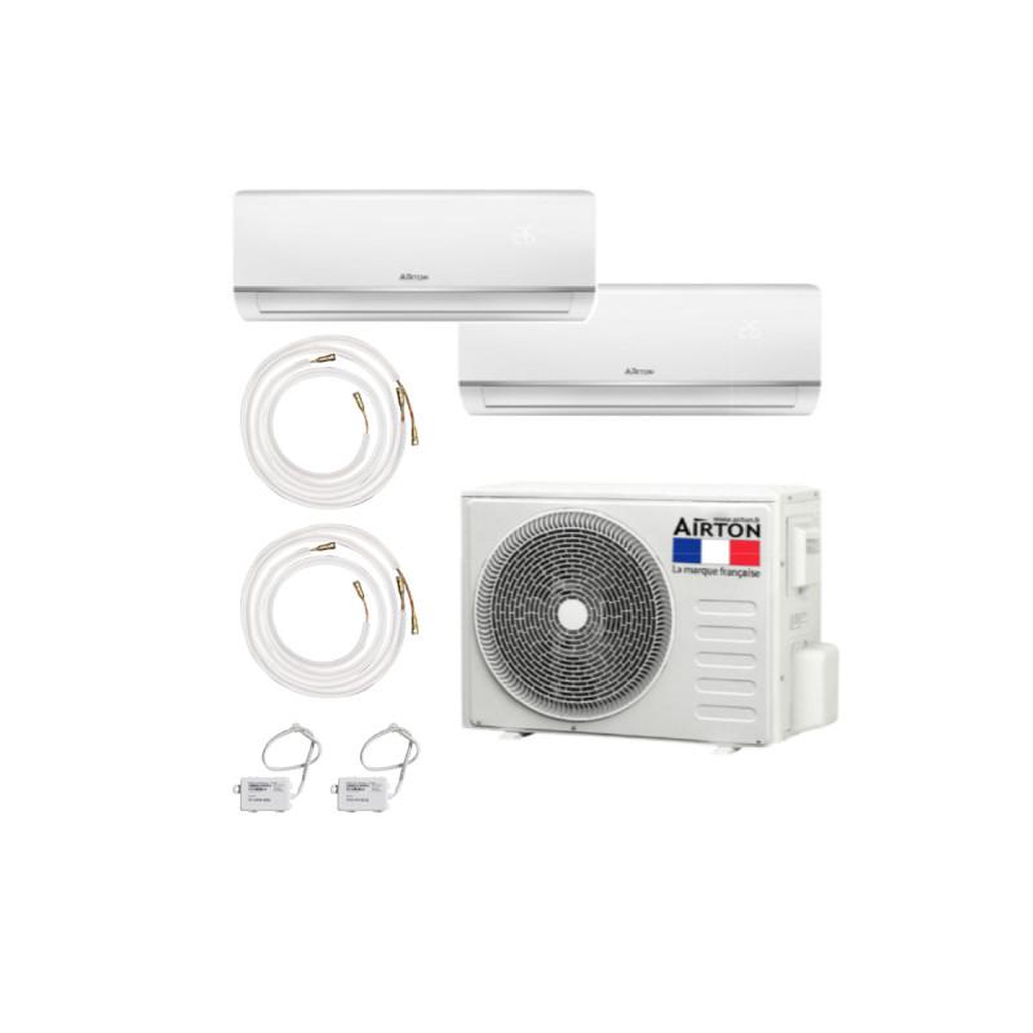Voir la diapositive 1 :  Pack Climatiseur reversible bi-split AIRTON - A Poser Soi-meme - 2500W - 2500W - Readyclim 2x4M - W