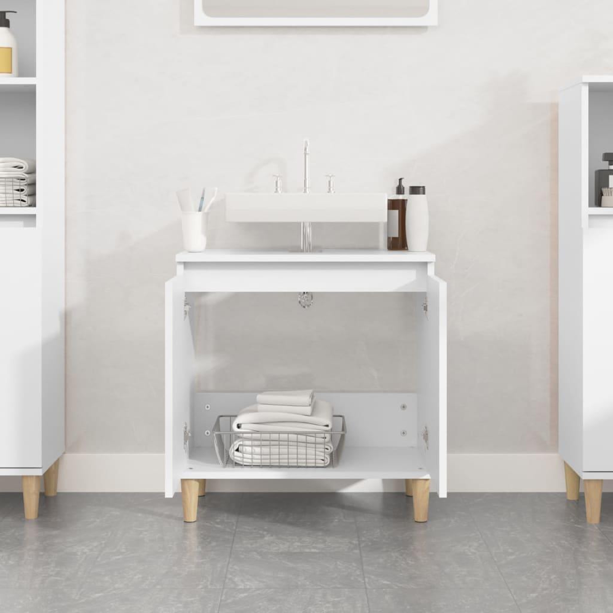 Voir la diapositive 3 : VIDAXL Meuble d'evier blanc 58x33x60 cm bois d'ingenierie