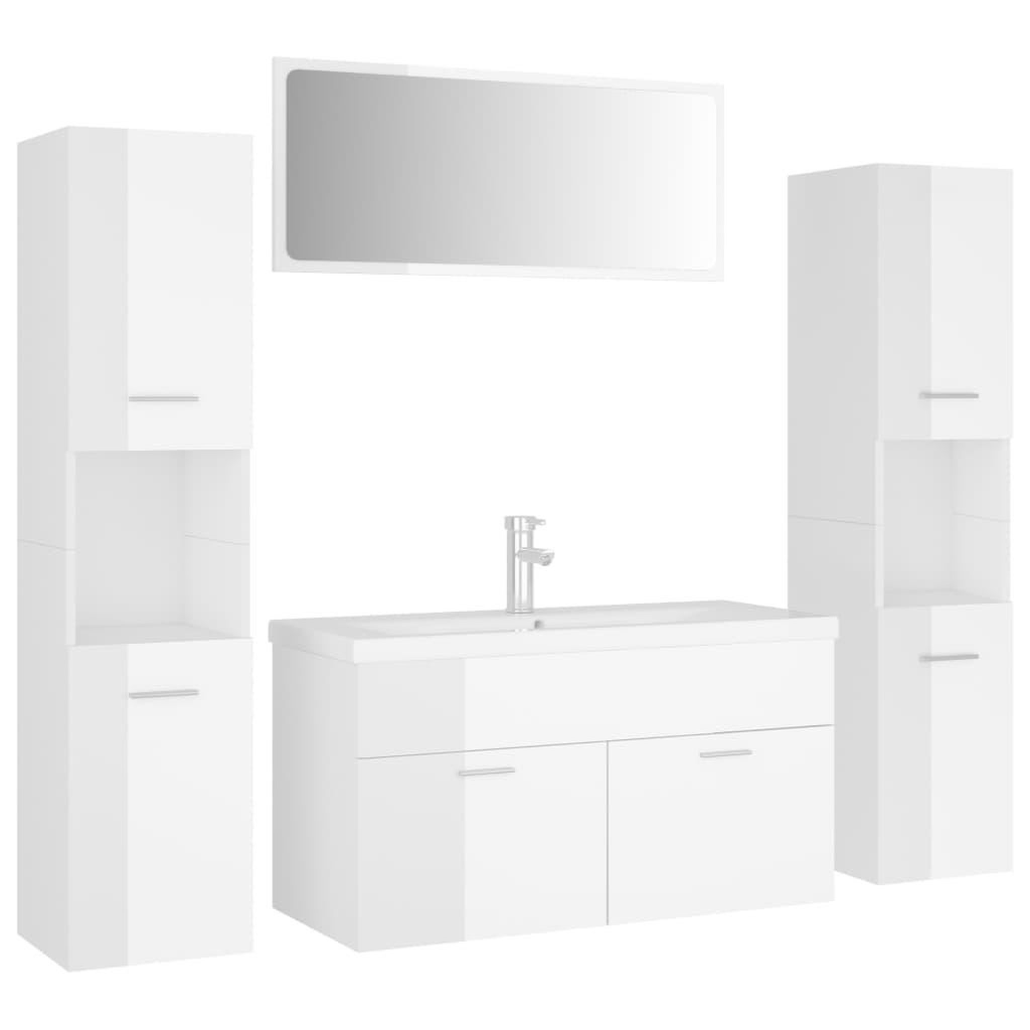 Voir la diapositive 2 : VIDAXL Ensemble de meubles de salle de bain Blanc brillant Agglomere
