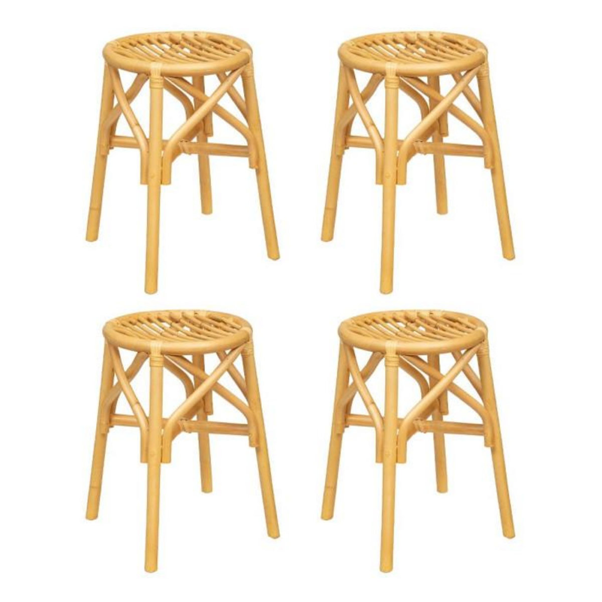 ATMOSPHERA Lot de 4 Tabourets en Rotin  Aoni  45cm Naturel