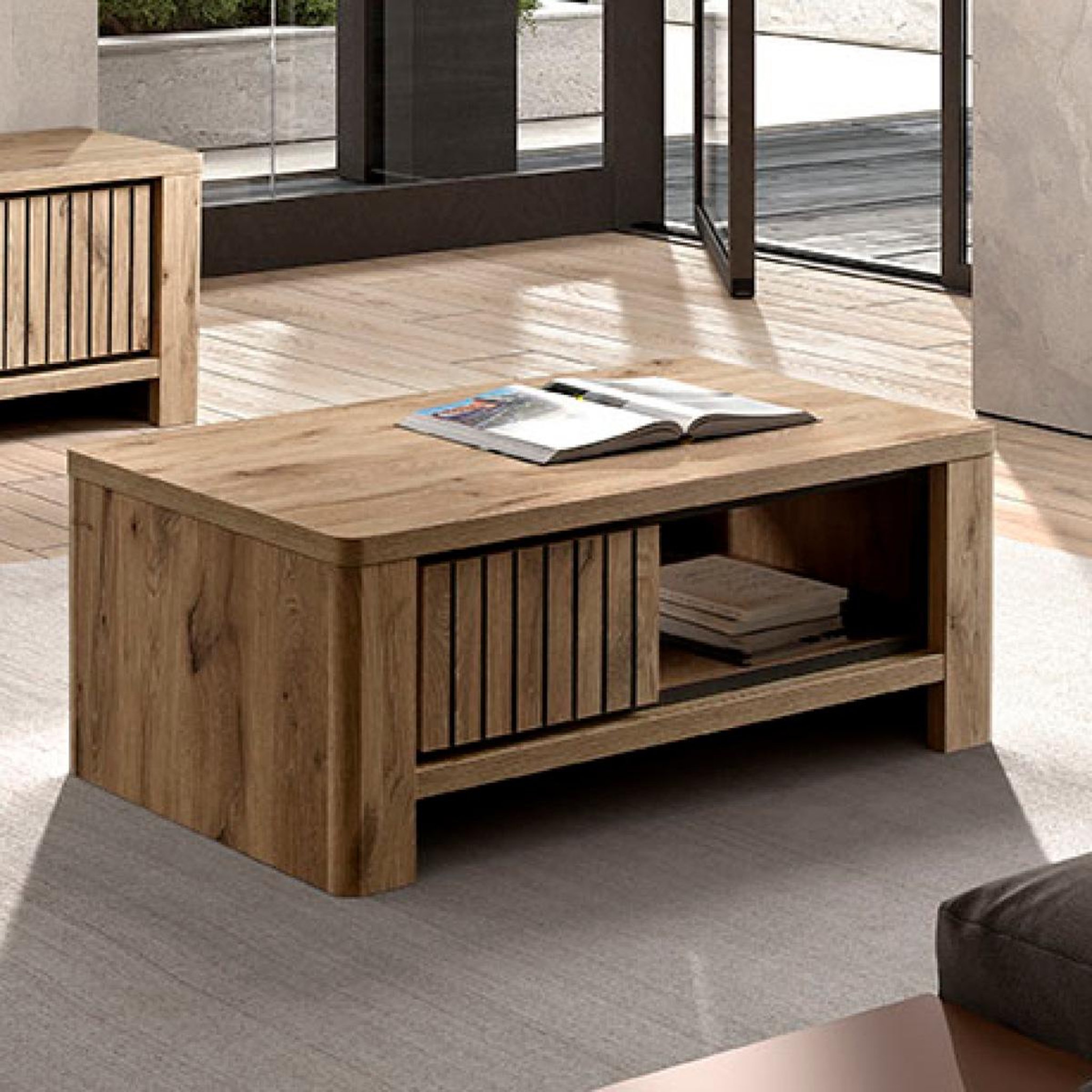 Voir la diapositive 2 : JLC KREATION Table basse industrielle 115cm santorini