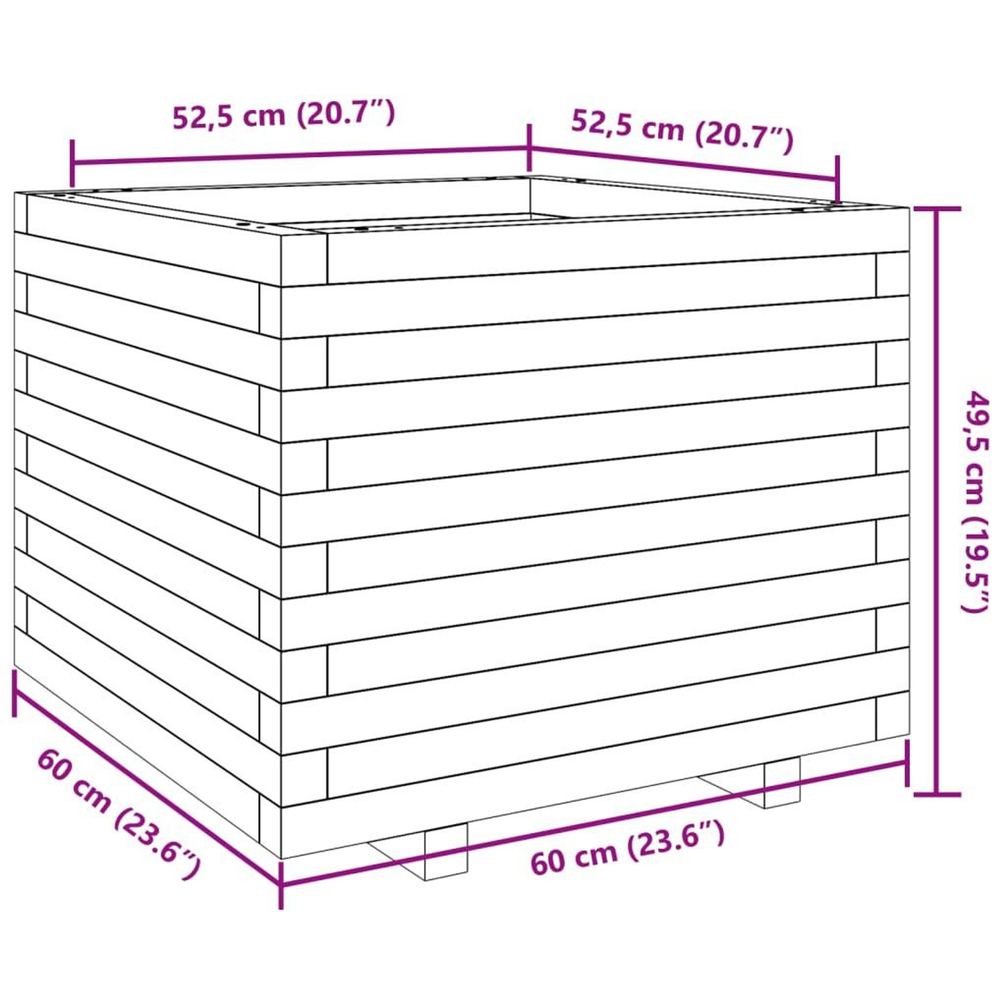 Voir la diapositive 6 : VIDAXL Jardiniere cire marron 60x60x49,5 cm bois de pin massif