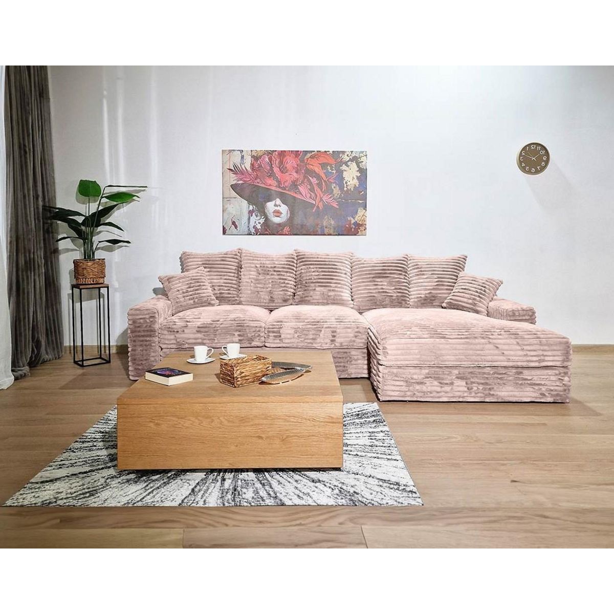 LISA DESIGN Andy - canapé d'angle droit 5 places en fausse fourrure côtelée