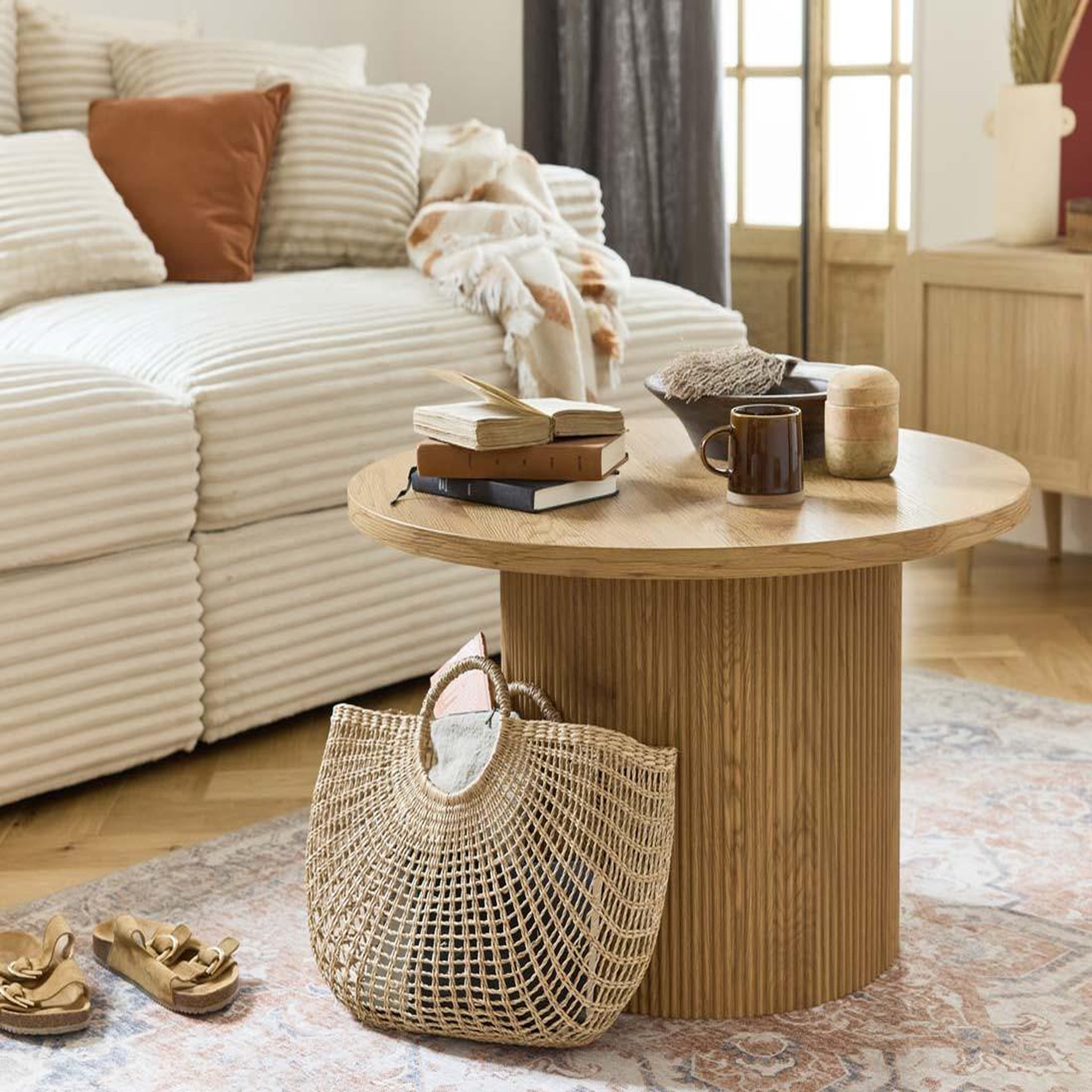 Voir la diapositive 5 : BEST MOBILIER Oliva - table basse ronde - effet bois - 80 cm