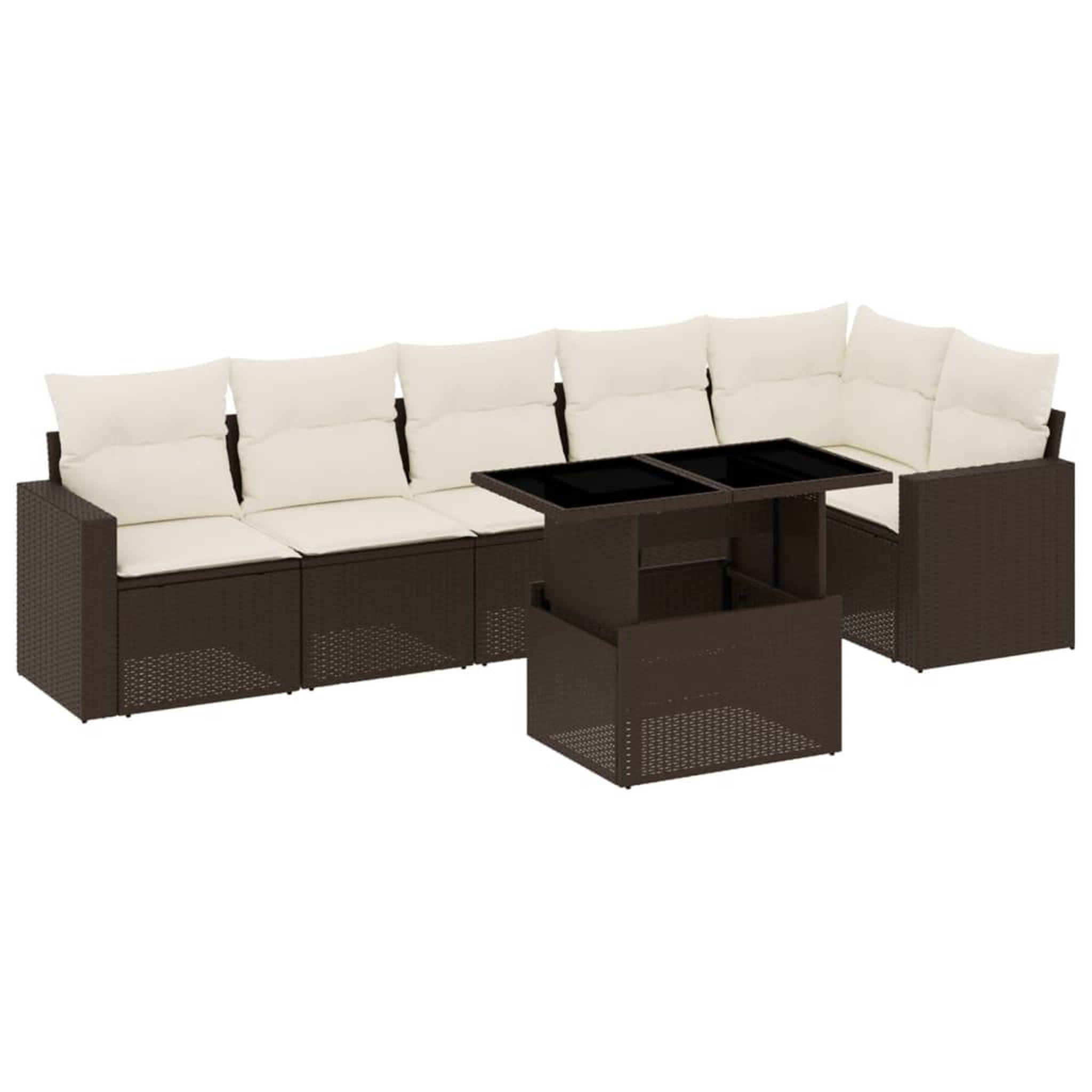 Voir la diapositive 2 : VIDAXL Salon de jardin avec coussins 7 pcs marron resine tressee