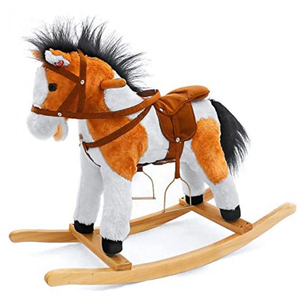 MILLY MALLY Cheval à bascule LATEK en bois marron clair avec sons réalistes