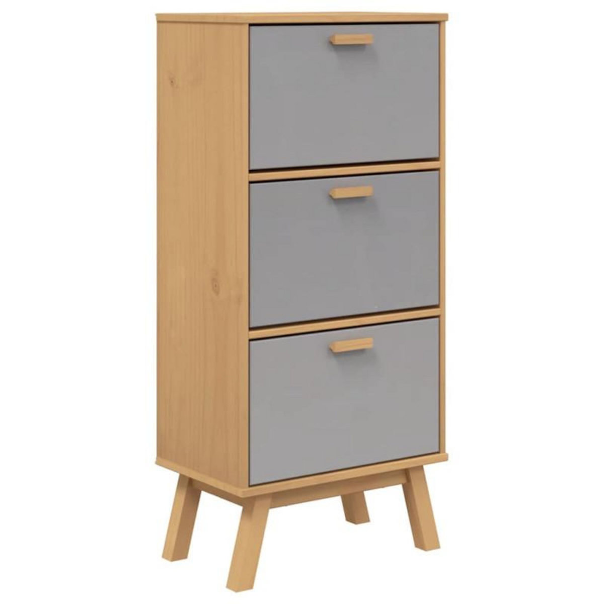 VIDAXL Armoire à chaussures OLDEN gris et marron bois massif de pin