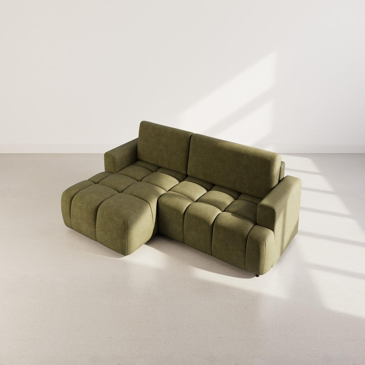 BEST MOBILIER Leonie - canapé d'angle gauche 4 places convertible avec coffre en velours texturé