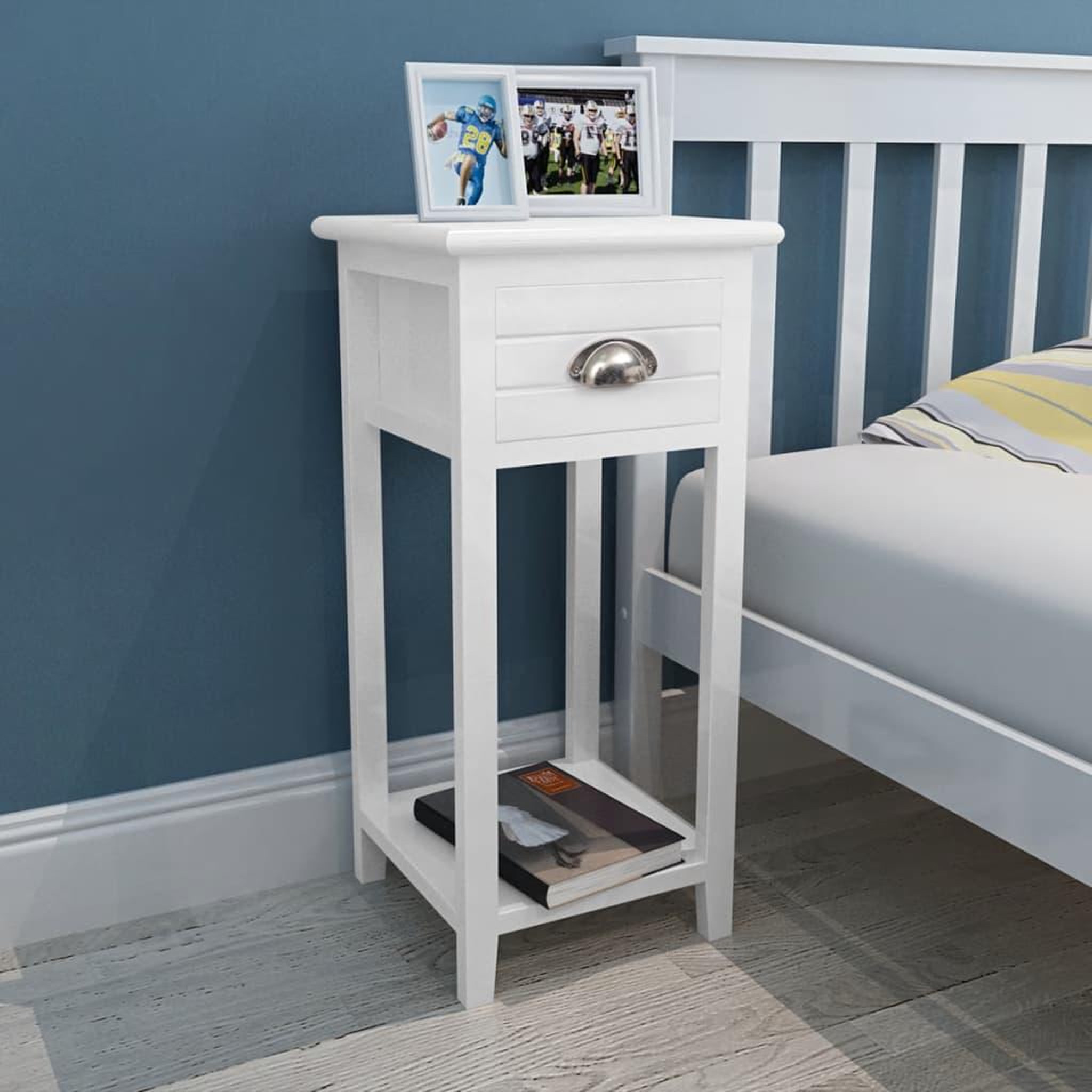 Voir la diapositive 4 : VIDAXL Table de chevet avec 1 tiroir Blanc