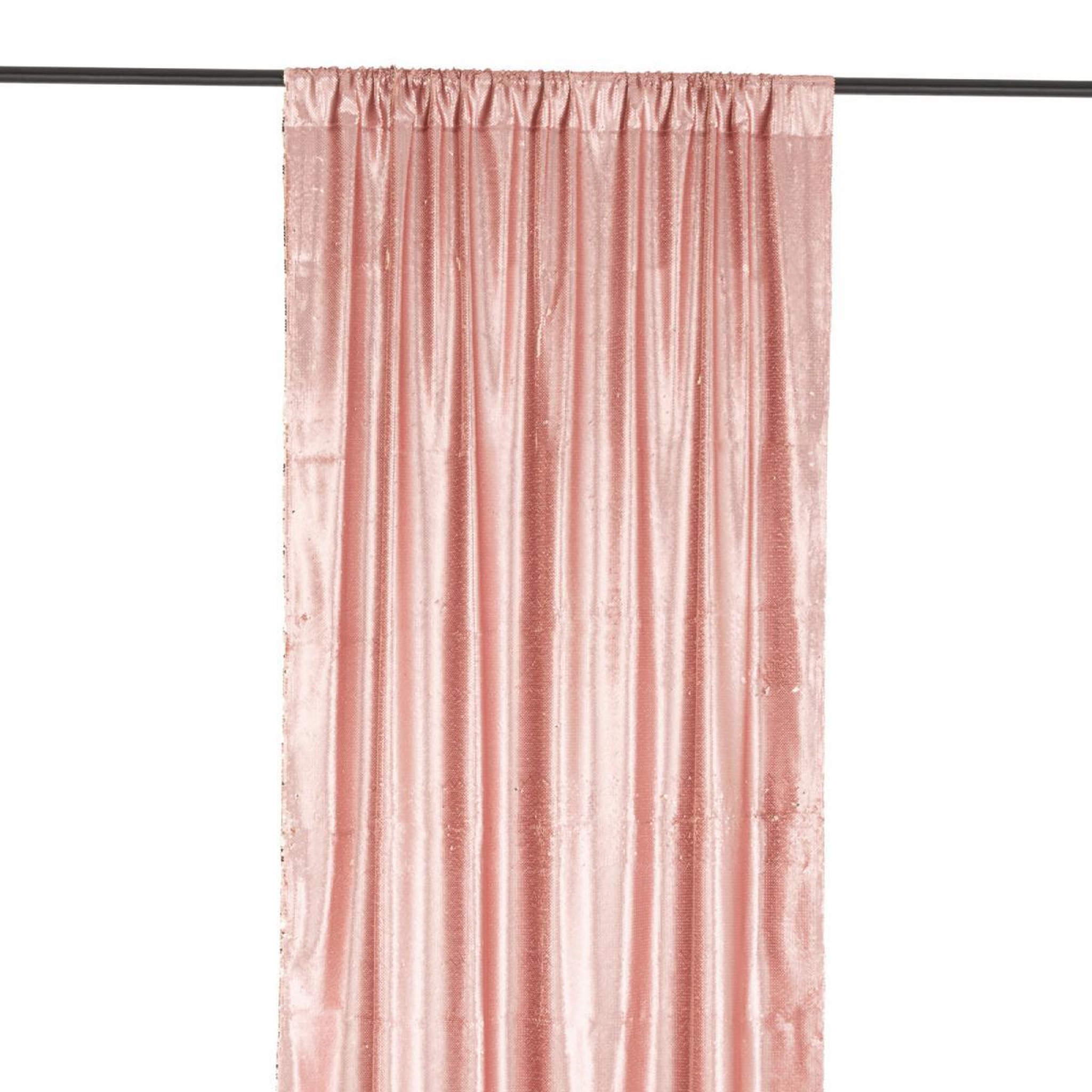 Voir la diapositive 2 : J-LINE Rideau à passants  sequin  125x250cm rose & champagne