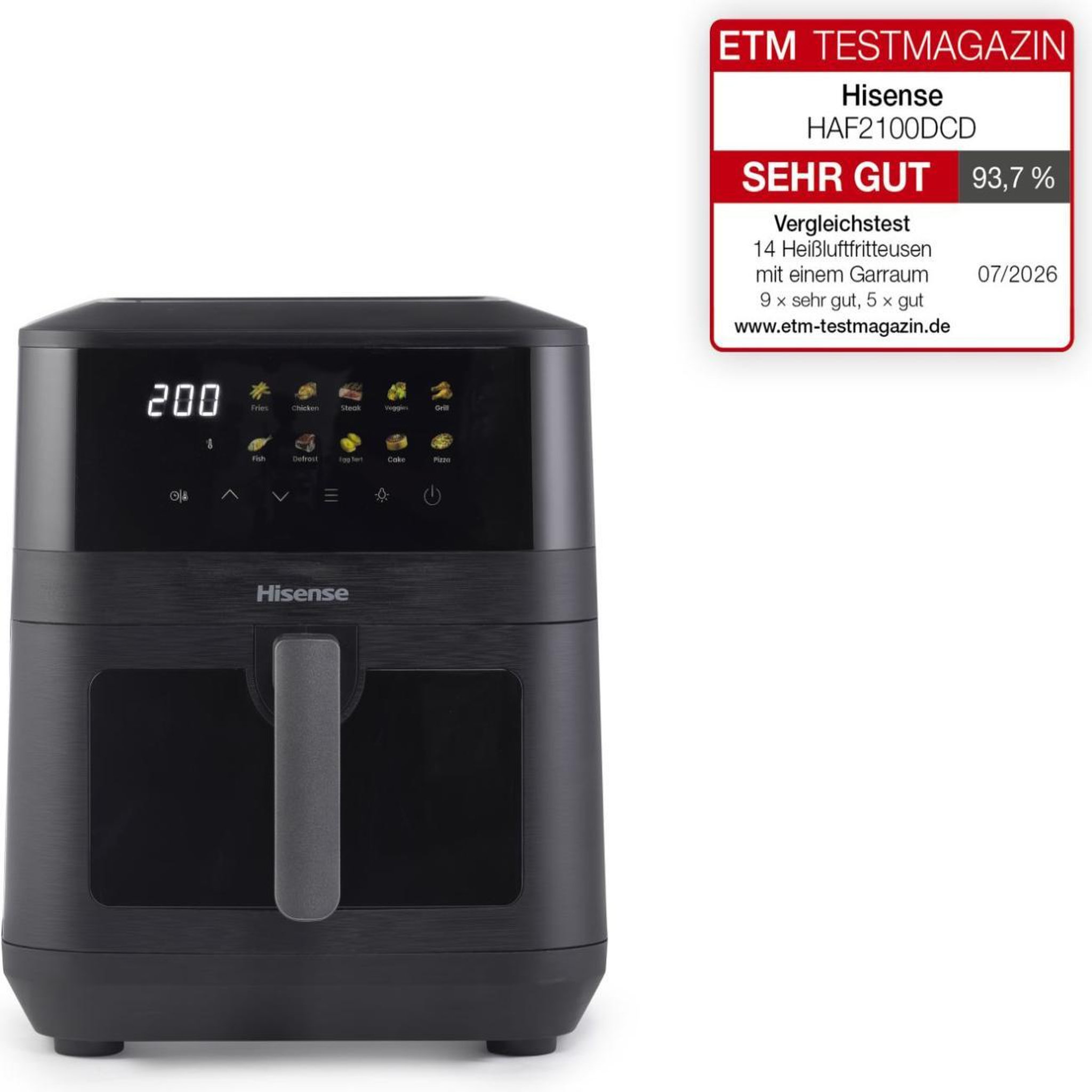 Voir la diapositive 2 : Hisense Friteuse à air Hisense HAF2100DCD 7,7L noire