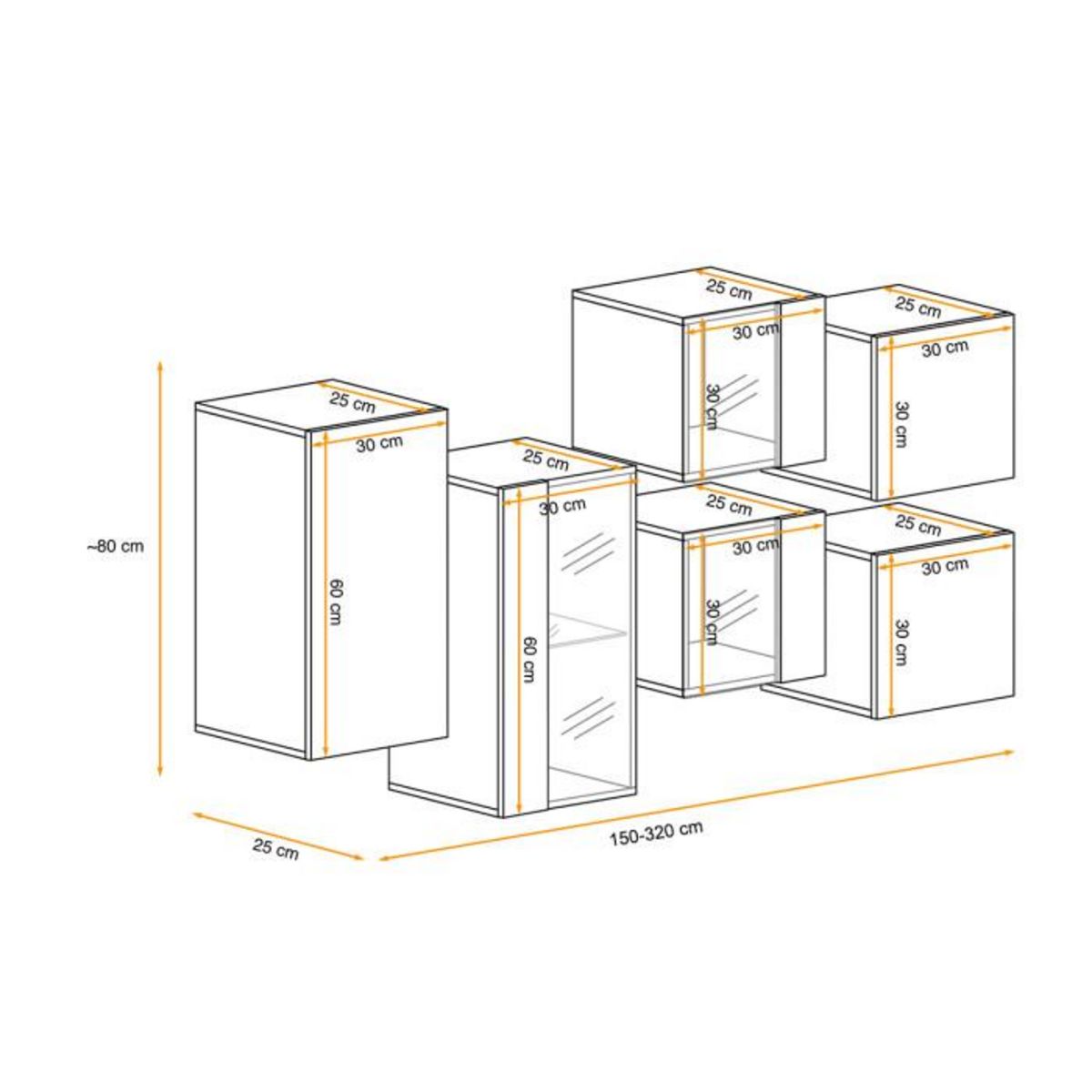 Paris Prix Meuble de Rangement  Switch SBIV  320cm Gris & Noir